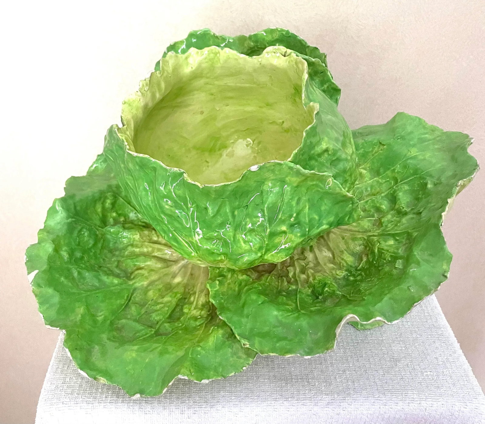 Large 19th Cent Italian Majolica Cabbage or Lettuce Bowl - 10