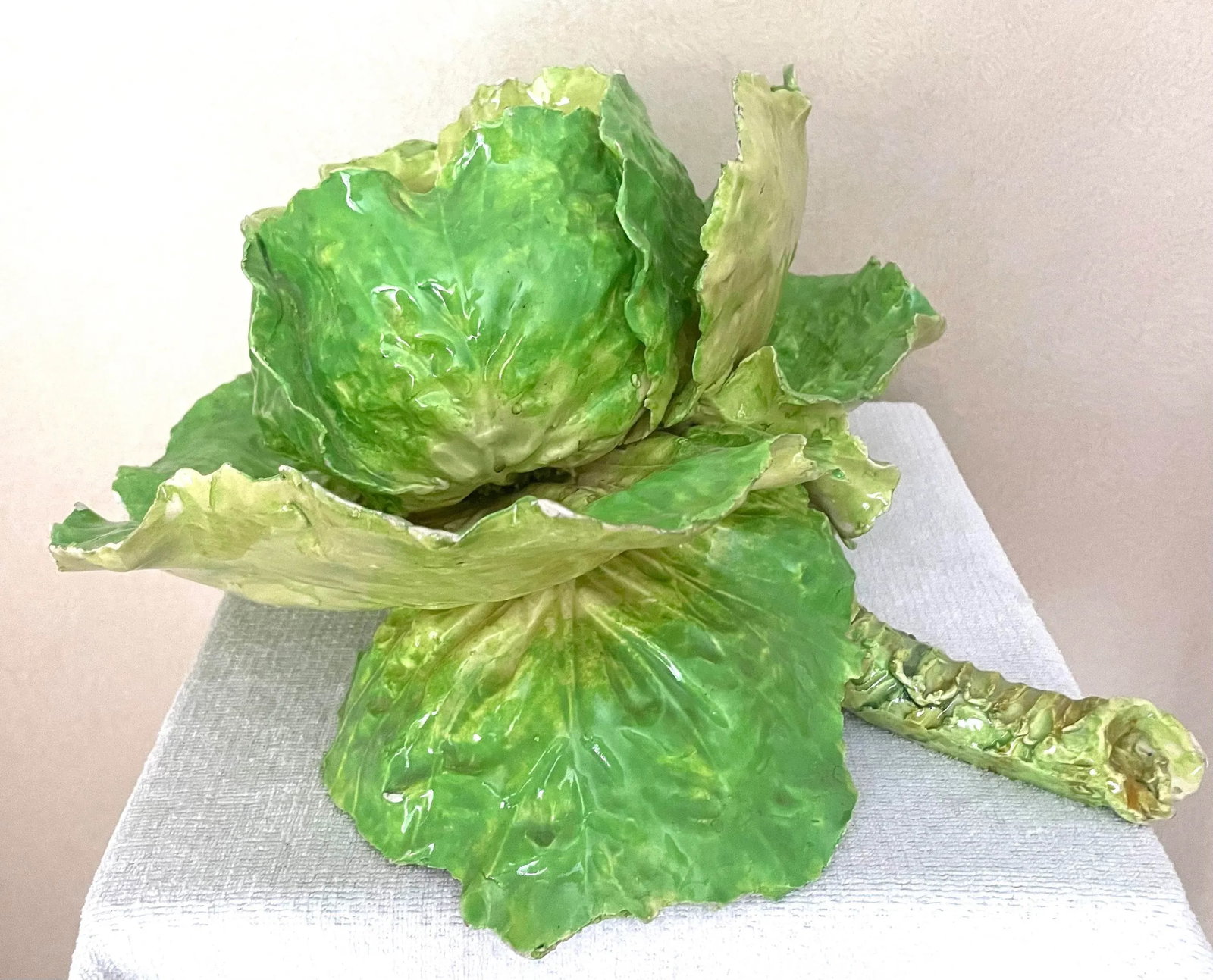 Large 19th Cent Italian Majolica Cabbage or Lettuce Bowl - 7