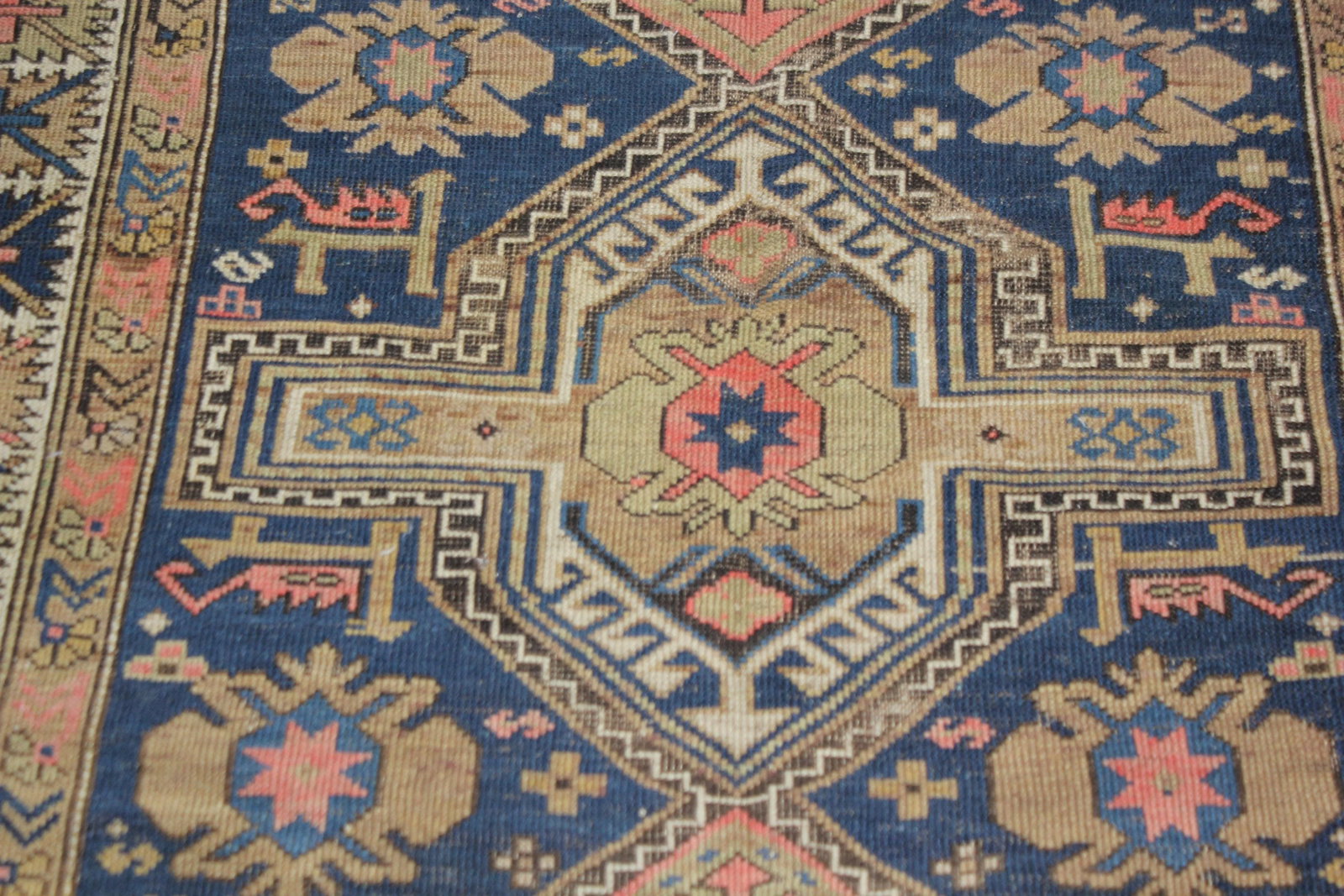 Antique Hand Knotted Kazak Rug - 4'0" x 5'4" - 3
