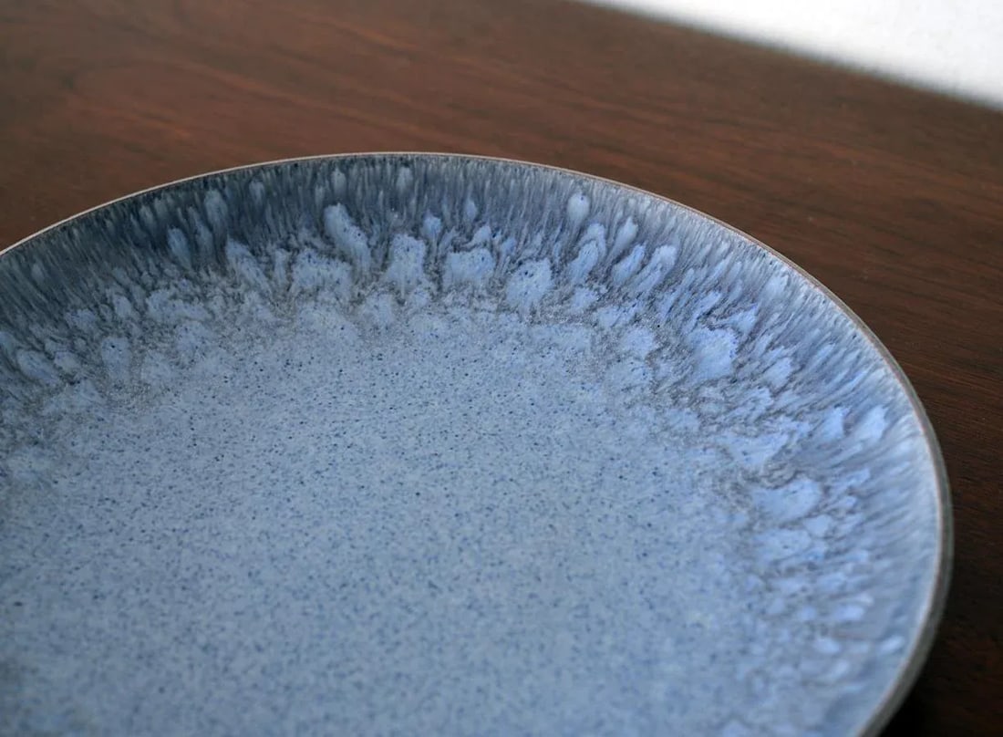 Signed James Lovera Periwinkle Drip Glaze Pottery Plate - 3