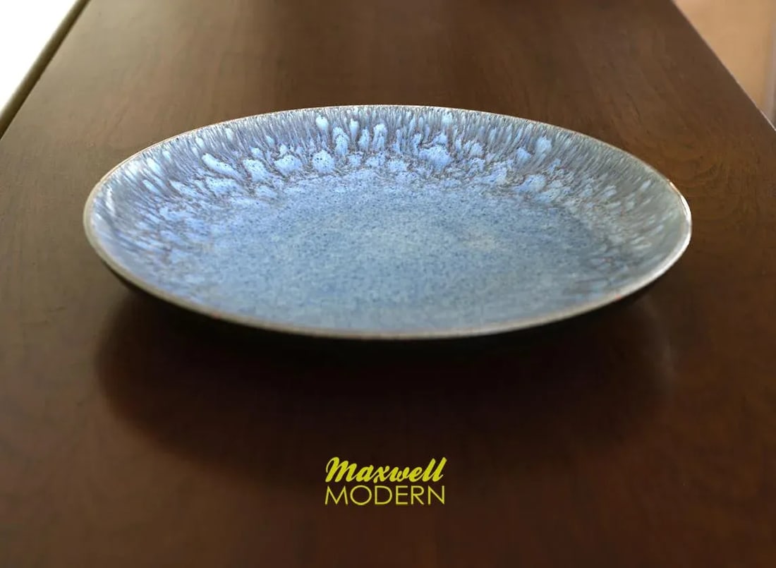 Signed James Lovera Periwinkle Drip Glaze Pottery Plate - 4