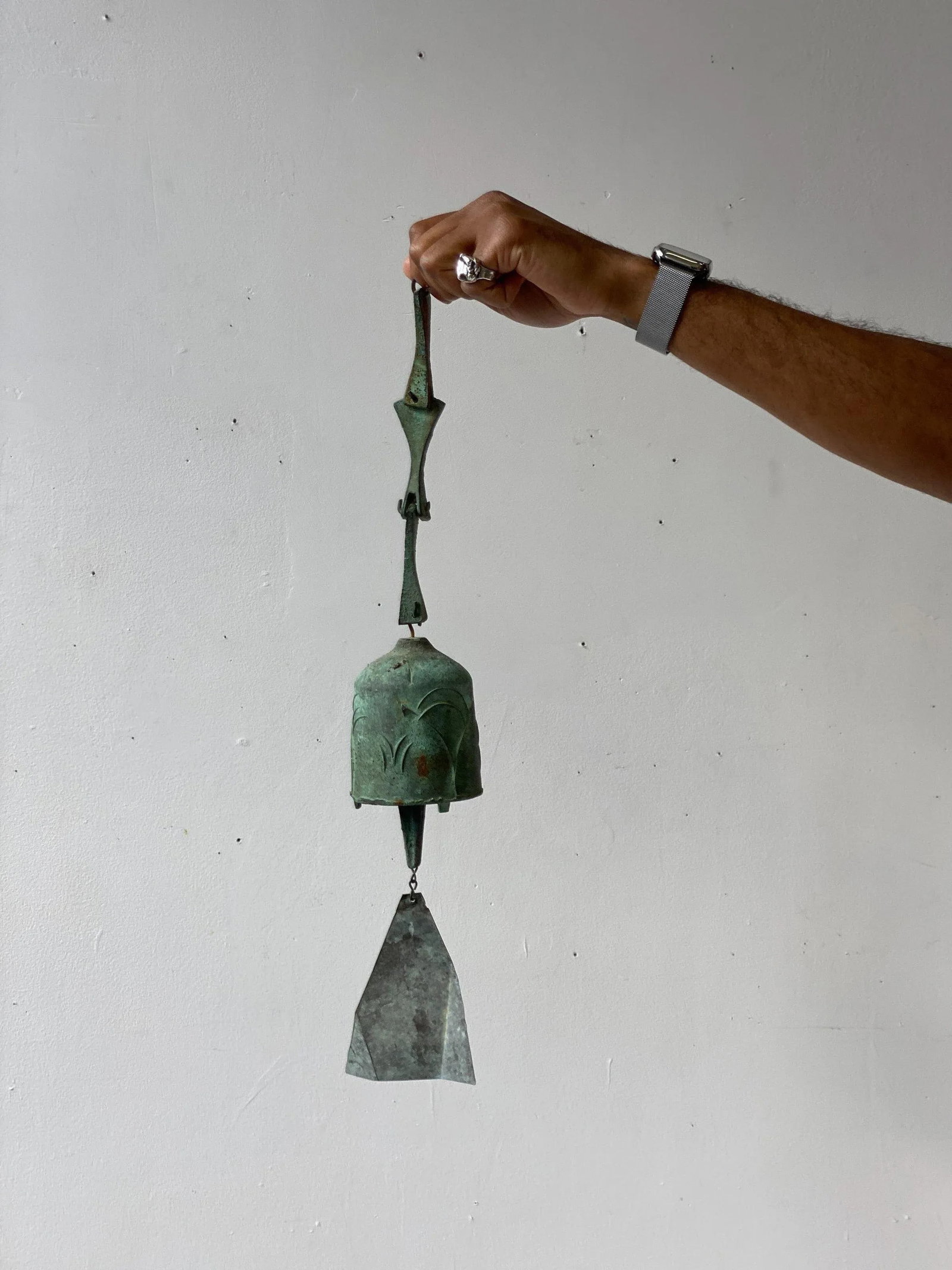 Vintage Paolo Soleri Cast Bronze Cosanti Windbell, Model 104, Circa 1980s - 2