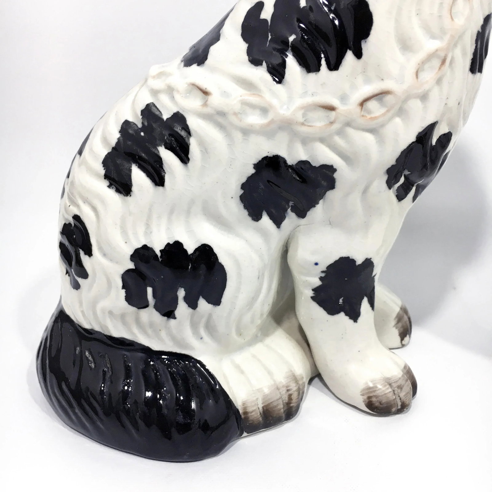English Victorian Staffordshire Disraeli Black and Copper Lustre Spaniels - a Pair - 11