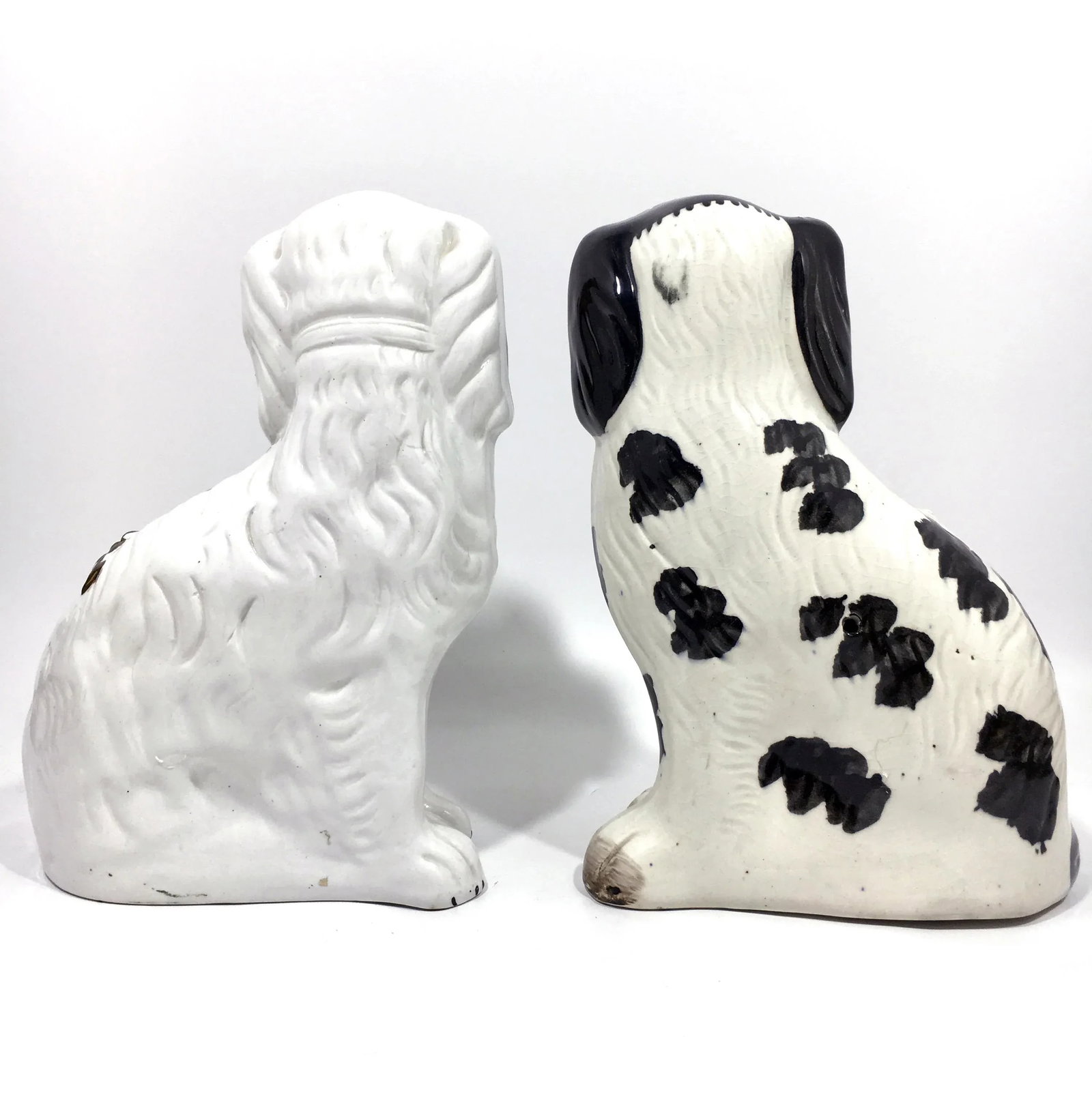 English Victorian Staffordshire Disraeli Black and Copper Lustre Spaniels - a Pair - 4
