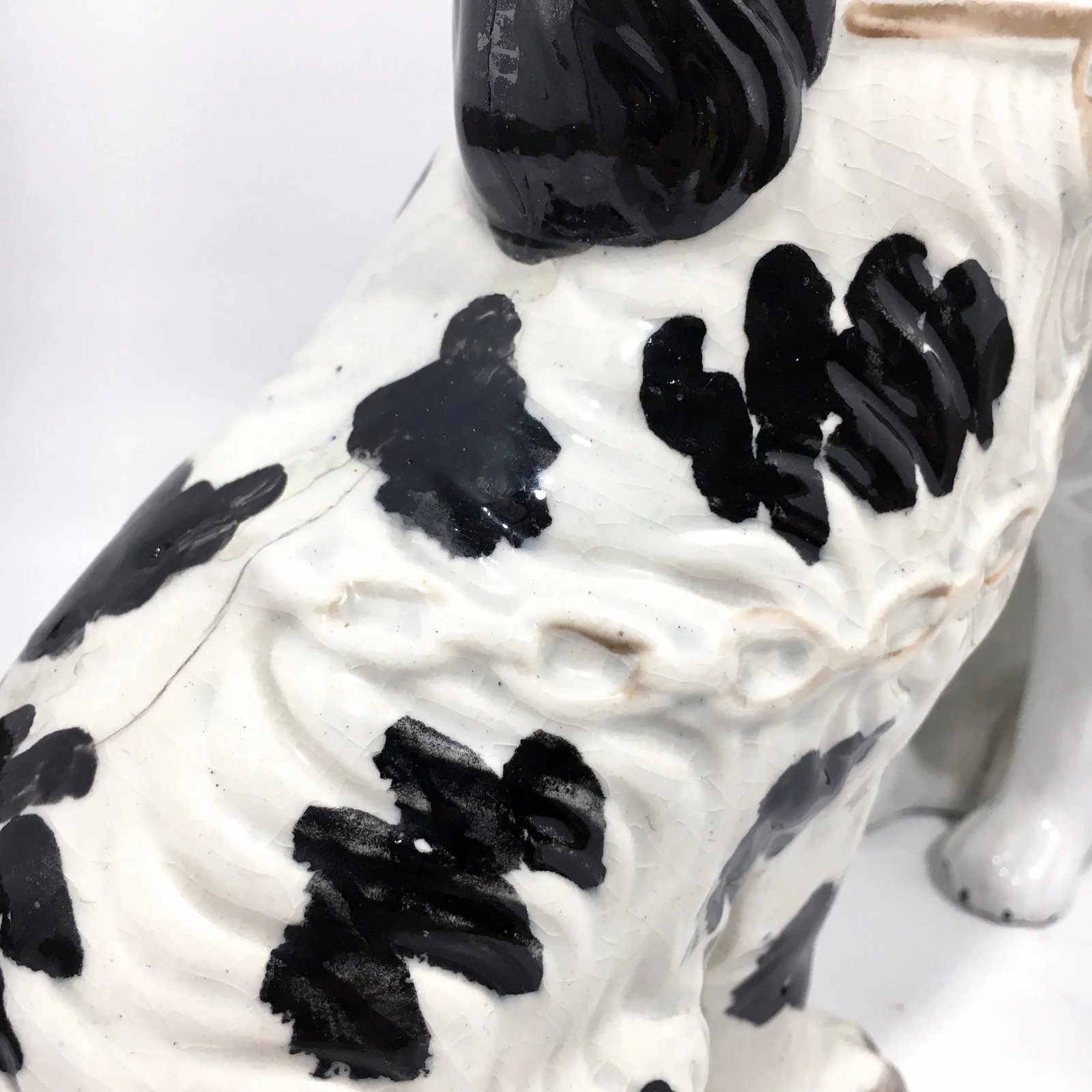 English Victorian Staffordshire Disraeli Black and Copper Lustre Spaniels - a Pair - 7