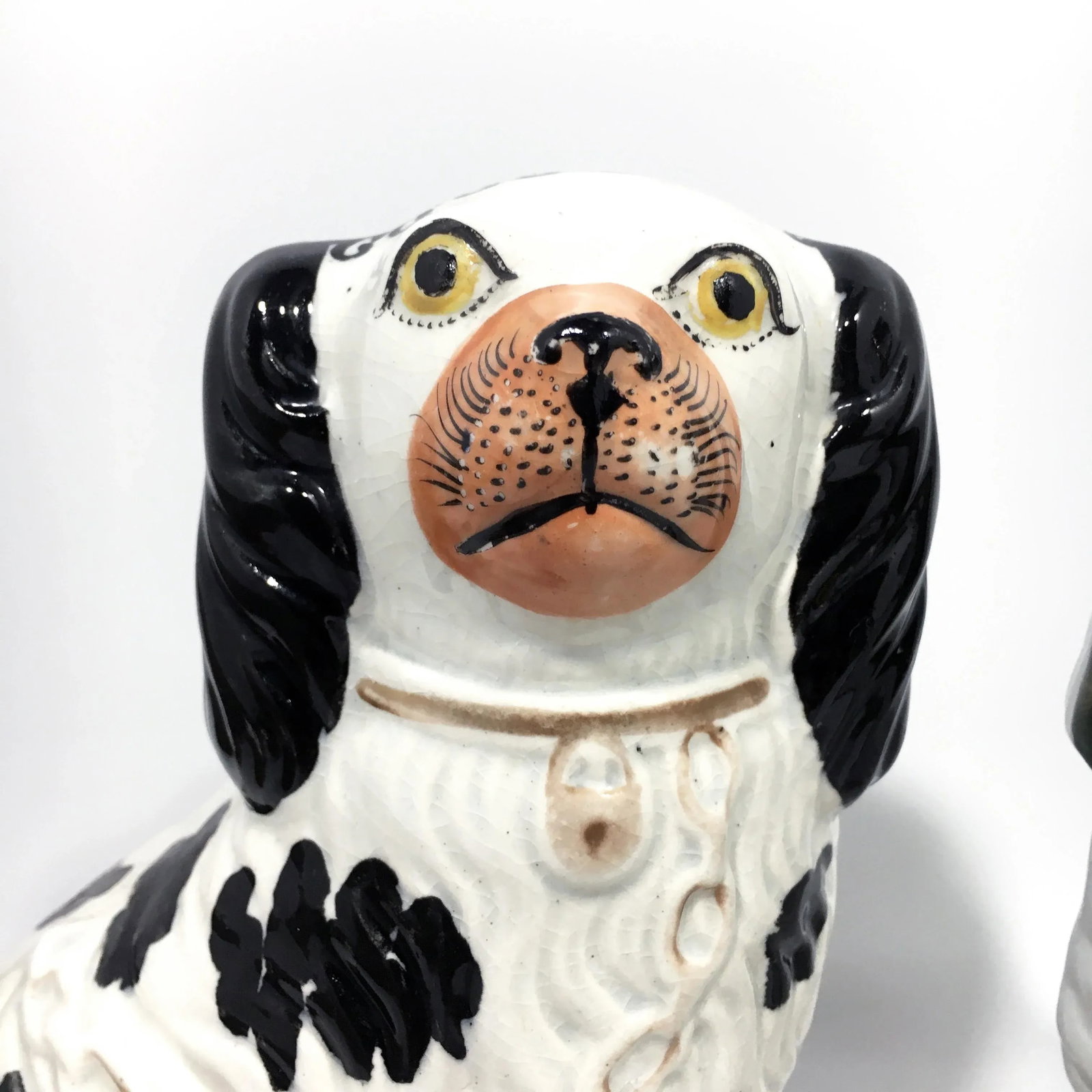 English Victorian Staffordshire Disraeli Black and Copper Lustre Spaniels - a Pair - 9