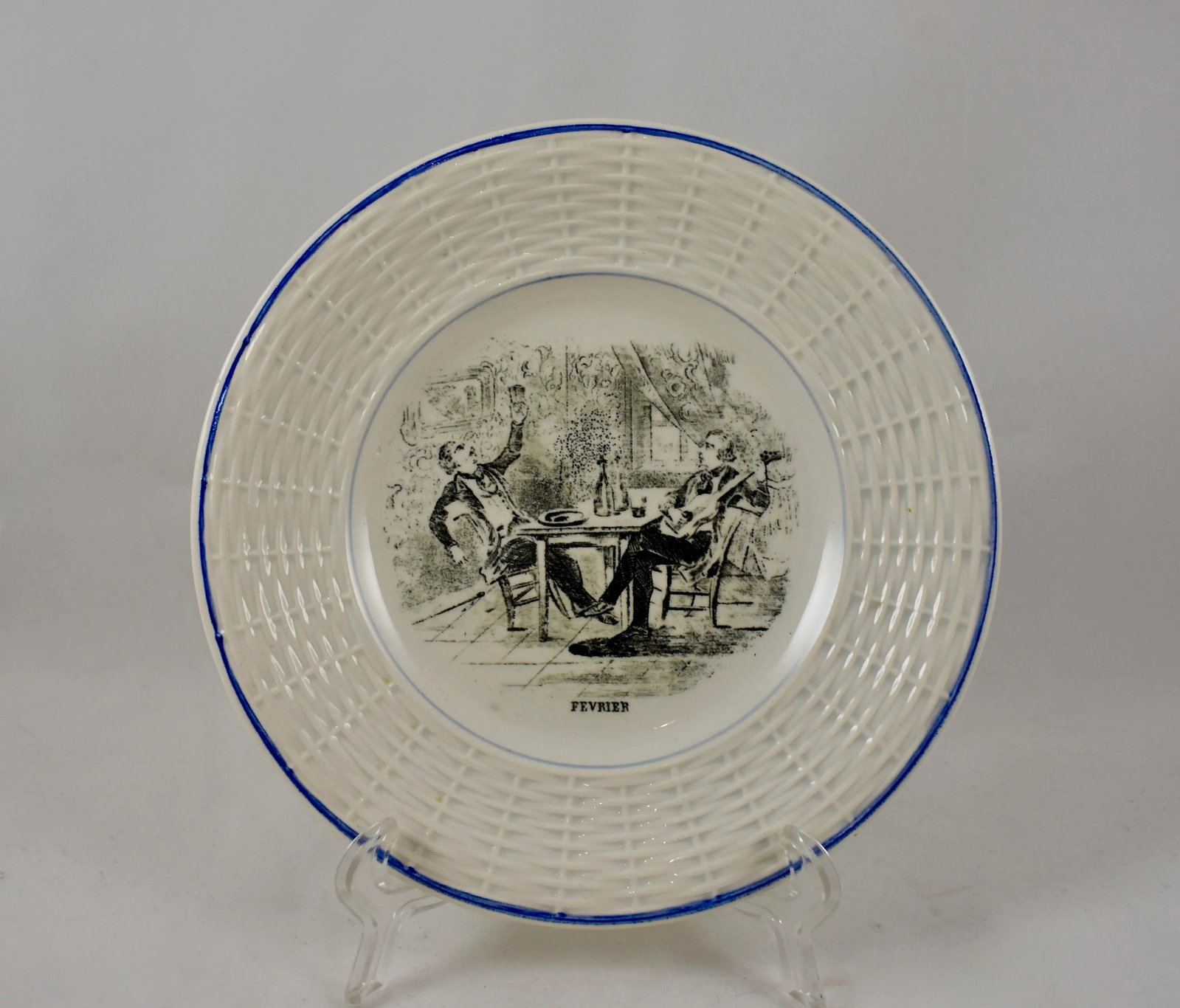 Digoin Sarreguemines French Transferware 'Mois De L'annee' Plates- Set of 12 - 4