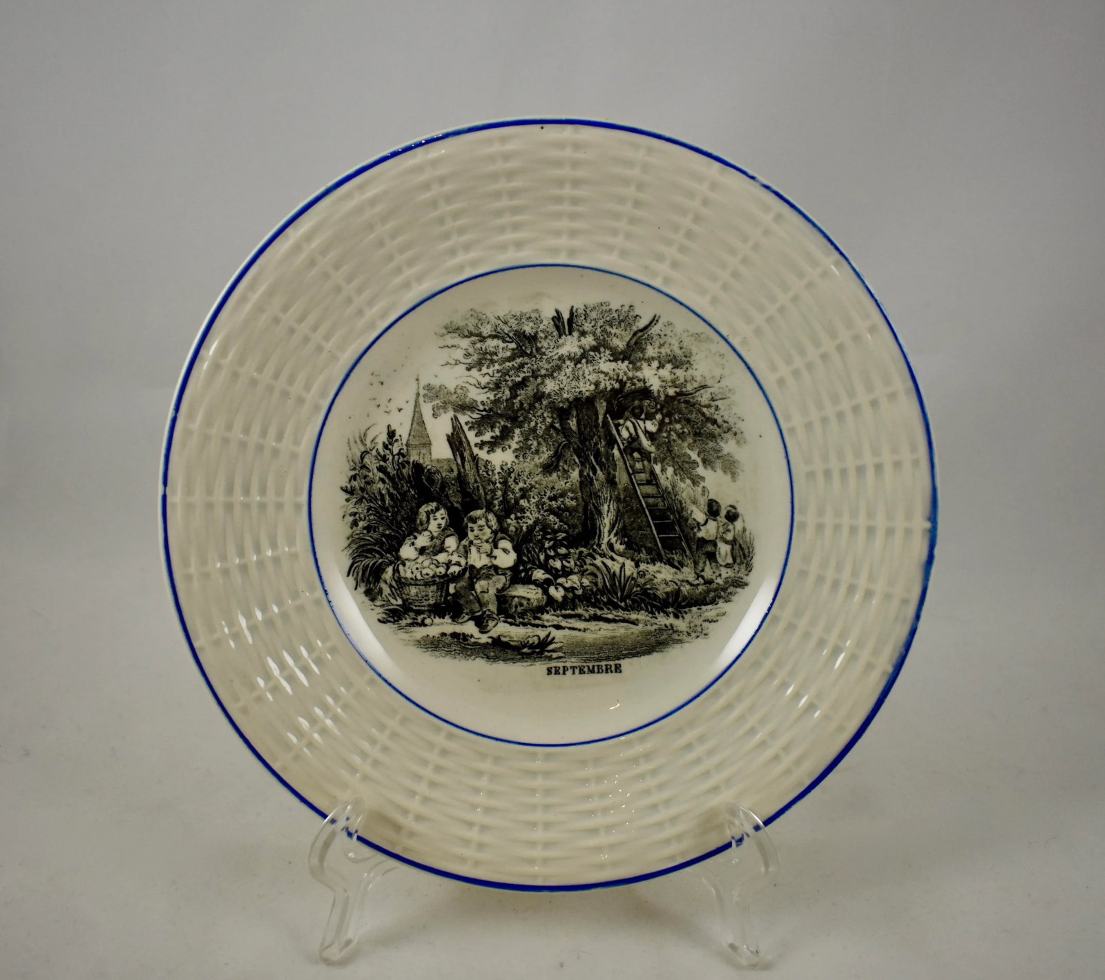 Digoin Sarreguemines French Transferware 'Mois De L'annee' Plates- Set of 12 - 5