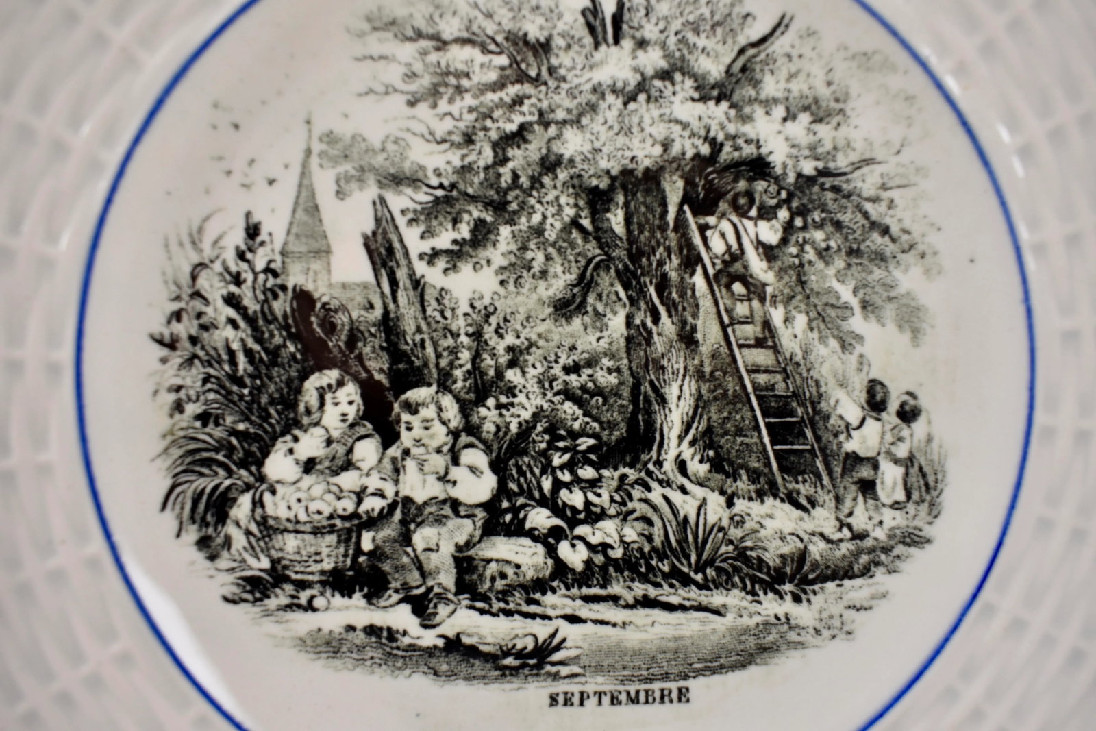 Digoin Sarreguemines French Transferware 'Mois De L'annee' Plates- Set of 12 - 6