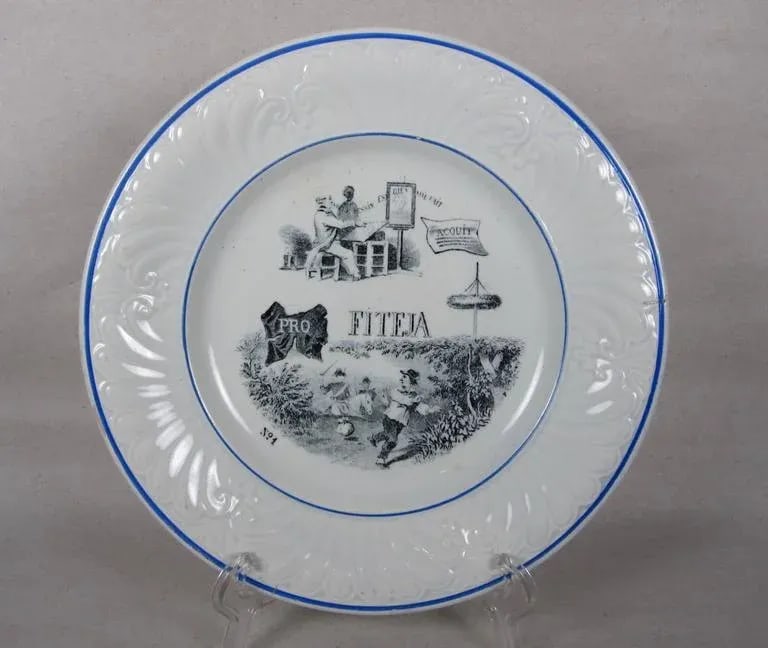 Creil Et Montereau French Rebus Puzzle Dessert Plates- Set of 6 - 7