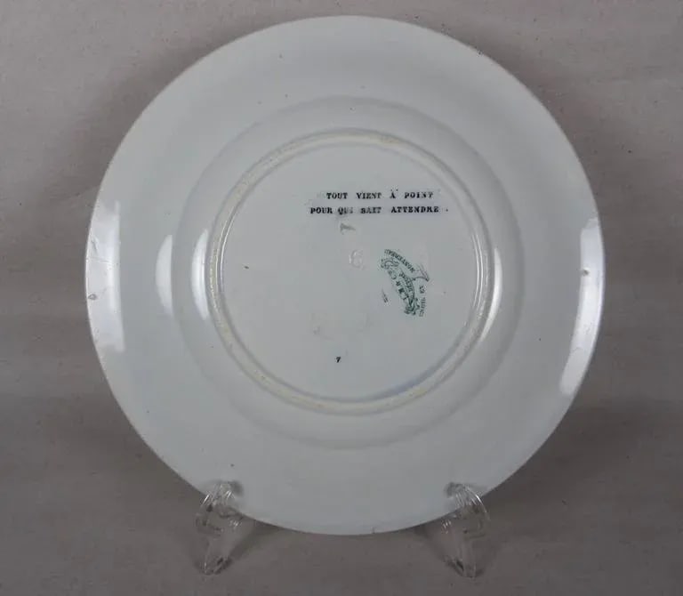 Creil Et Montereau French Rebus Puzzle Dessert Plates- Set of 6 - 9