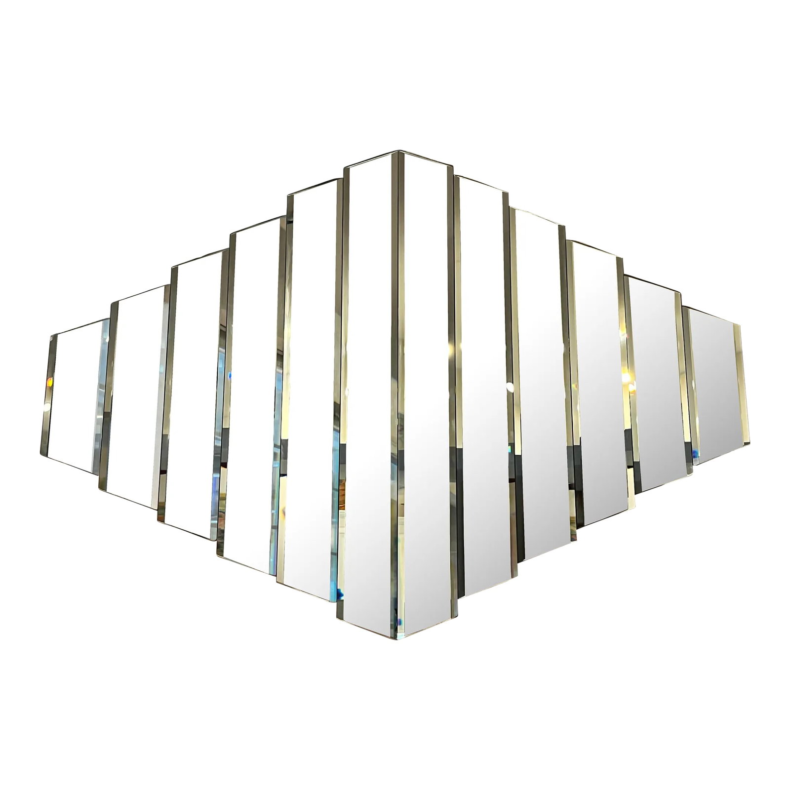 Vintage Art Deco Revival Beveled 12-Step Panel Mirror (1 of 10)