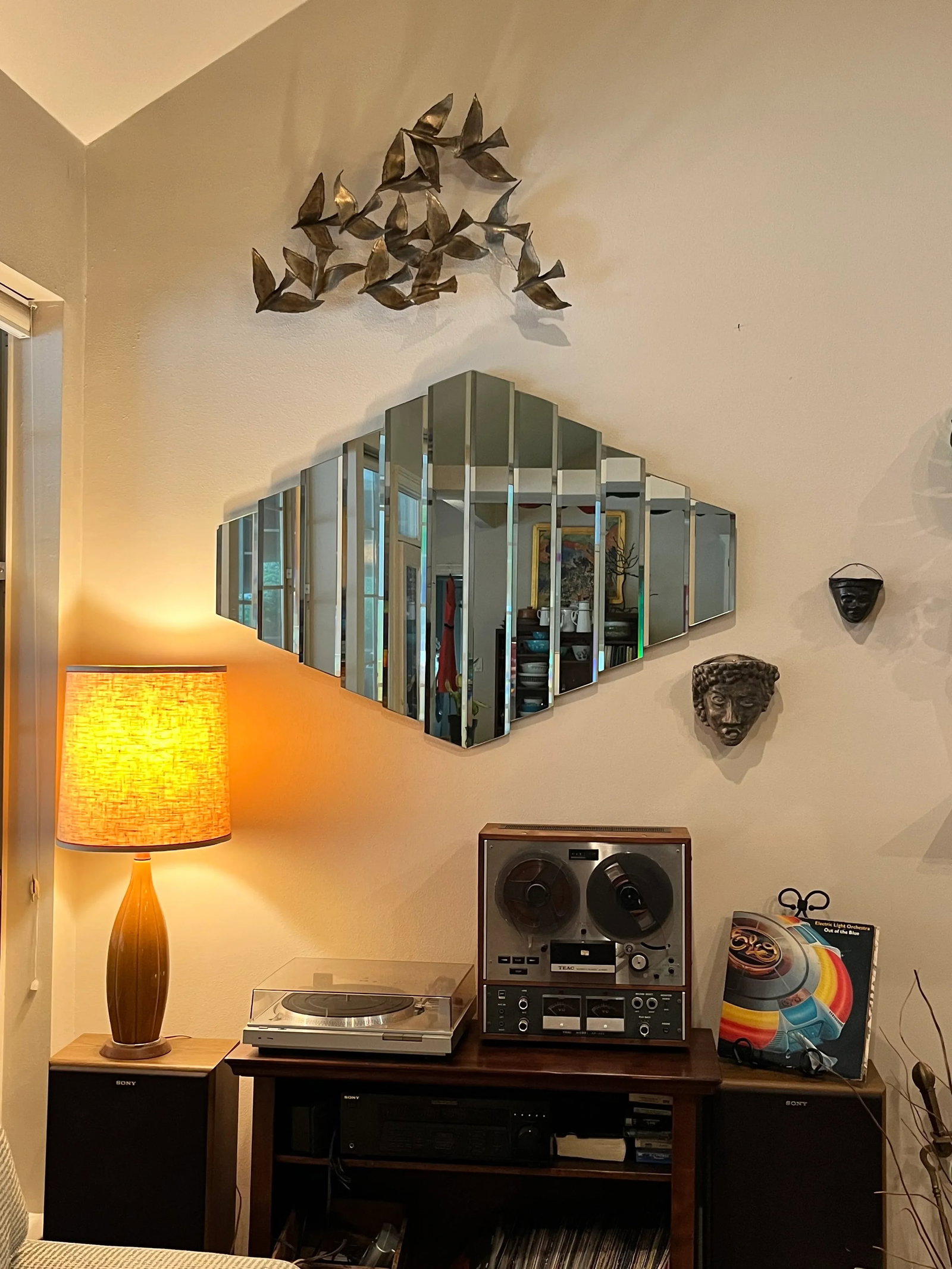 Vintage Art Deco Revival Beveled 12-Step Panel Mirror - 4