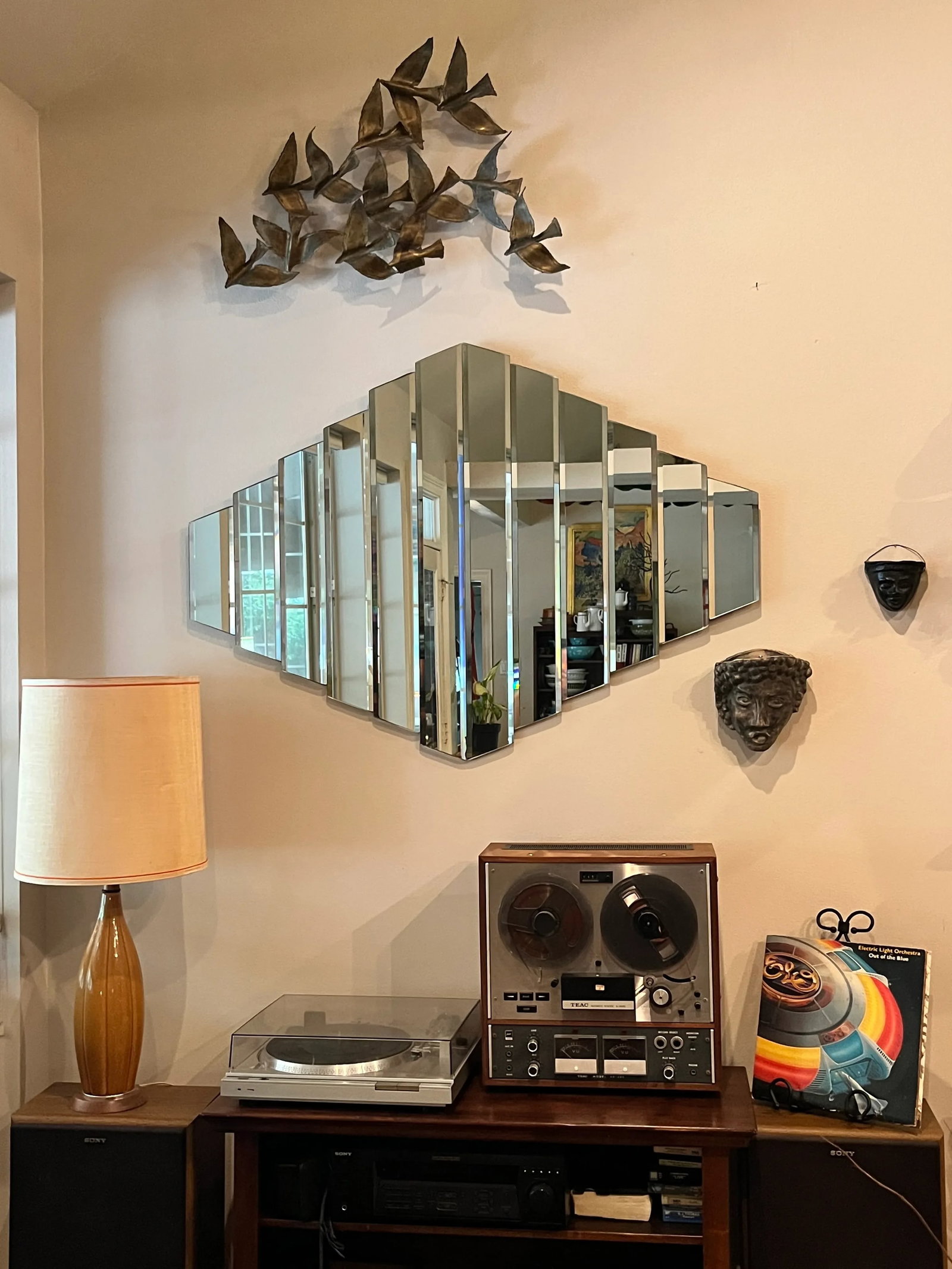 Vintage Art Deco Revival Beveled 12-Step Panel Mirror - 5