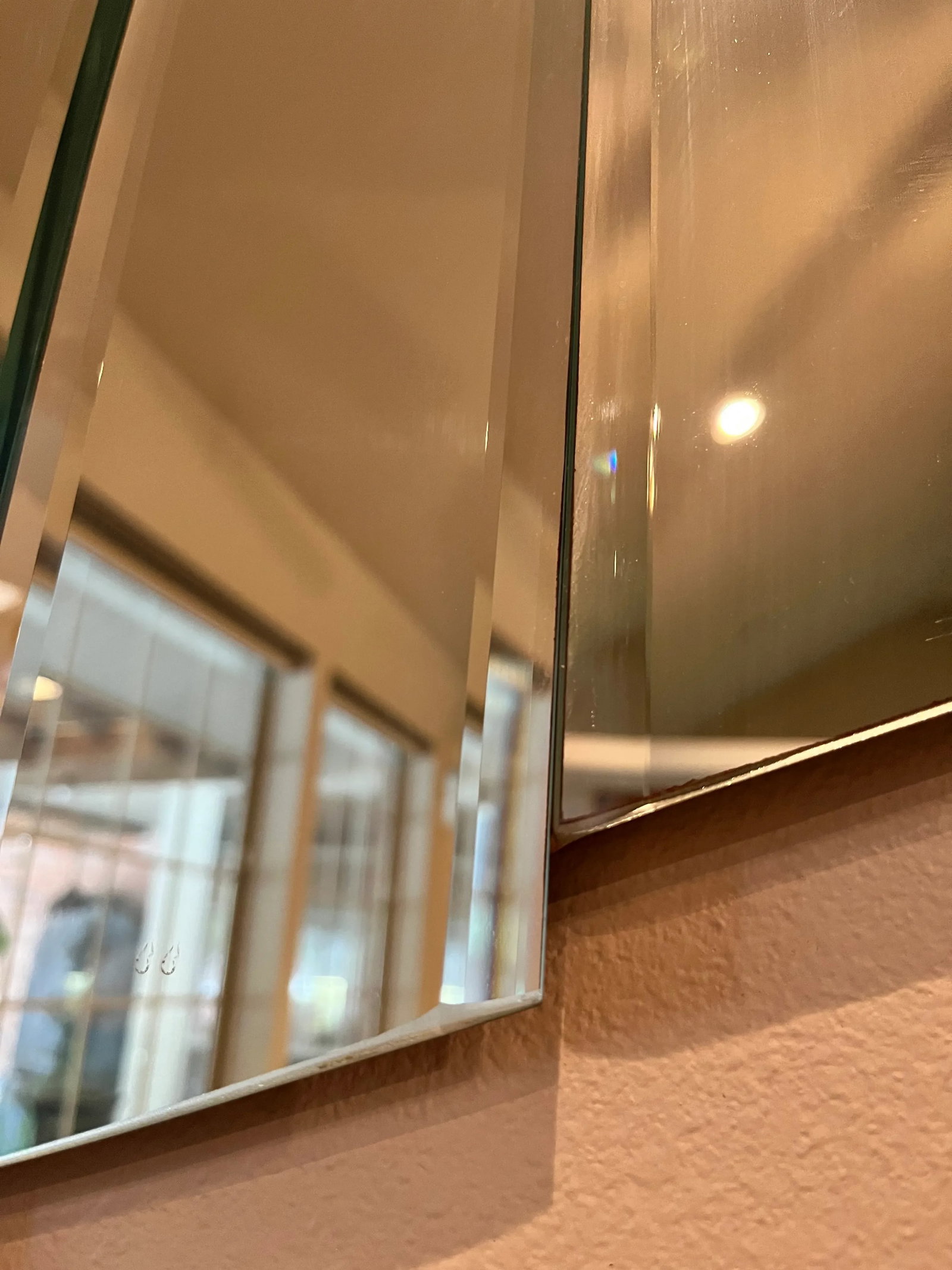 Vintage Art Deco Revival Beveled 12-Step Panel Mirror - 7