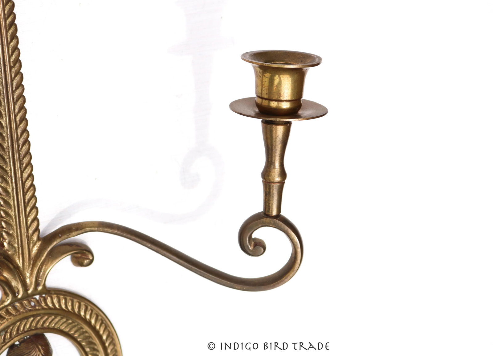 Pair of Vintage French Neoclassical Style Brass Wall Candle Sconces - 5