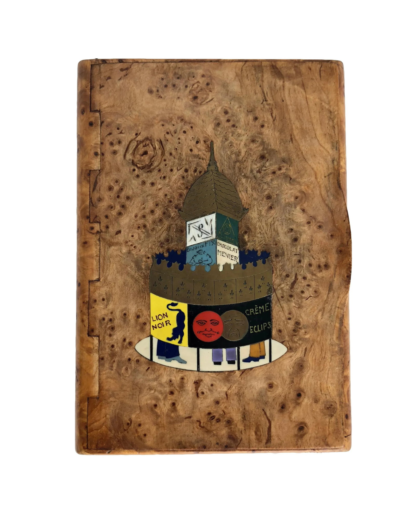 Art Deco French Cigarette Box With a Double Moon Face Motif - 7