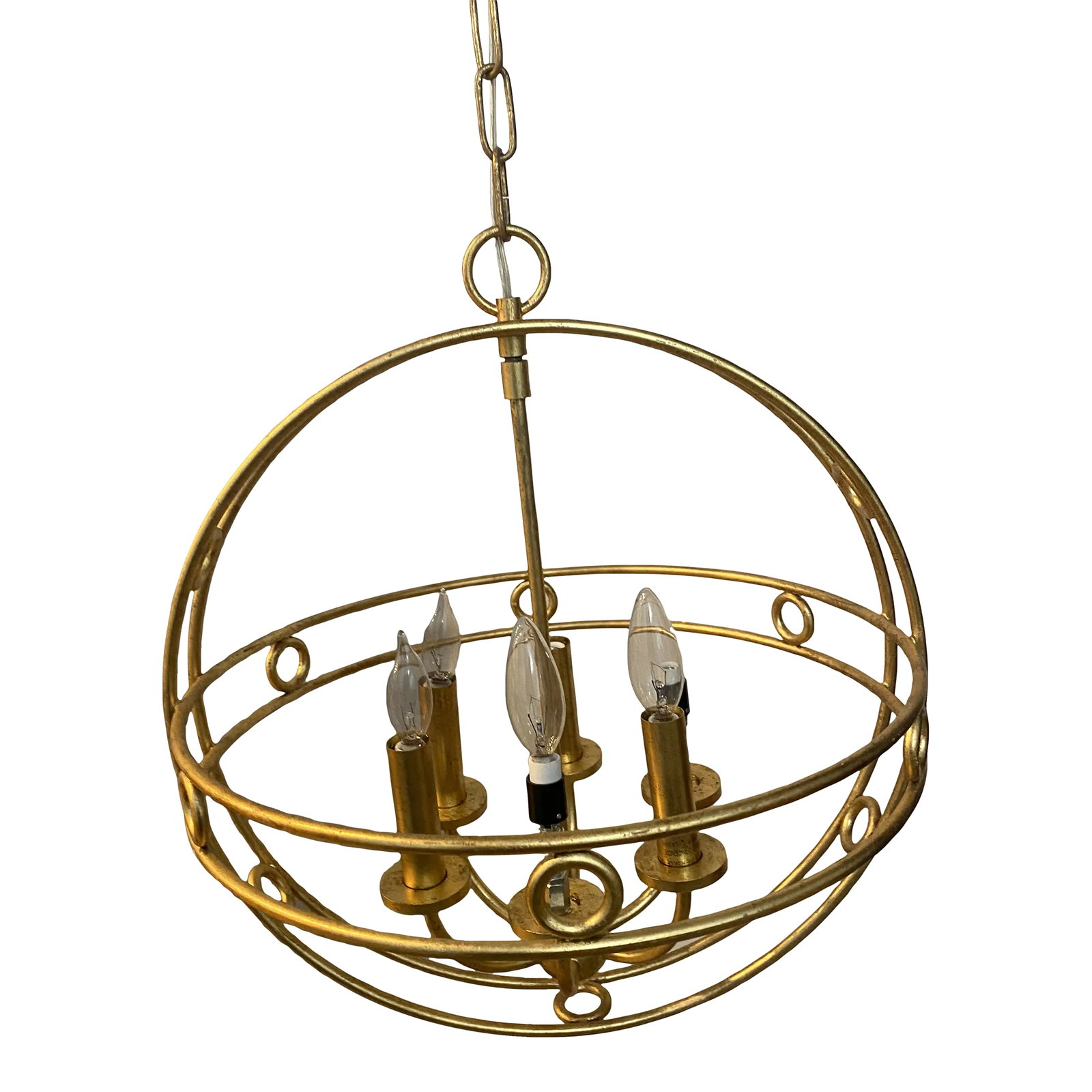 Vintage Indoor Gold Art Deco Style Chandelier: A vintage Art Deco style indoor gold chandelier. Beautifully designed and in working condition,. Condition: Alterations: Original Condition Unaltered Imperfections: Some Imperfections Condition