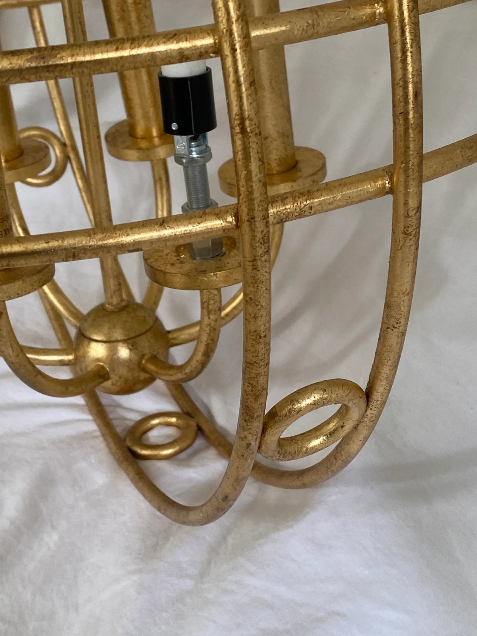 Vintage Indoor Gold Art Deco Style Chandelier - 3