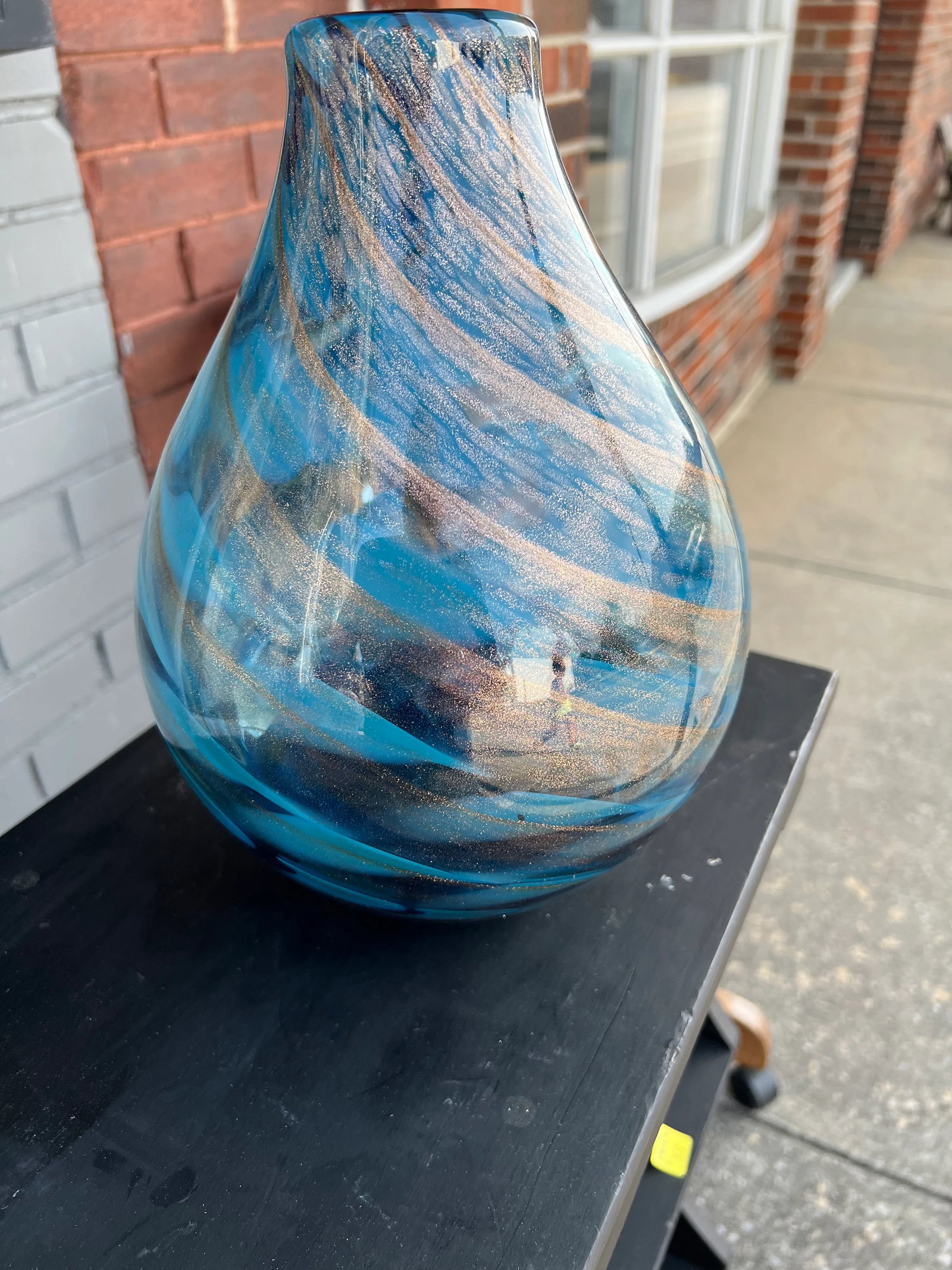 1980s Teal Swirled Vase - 2