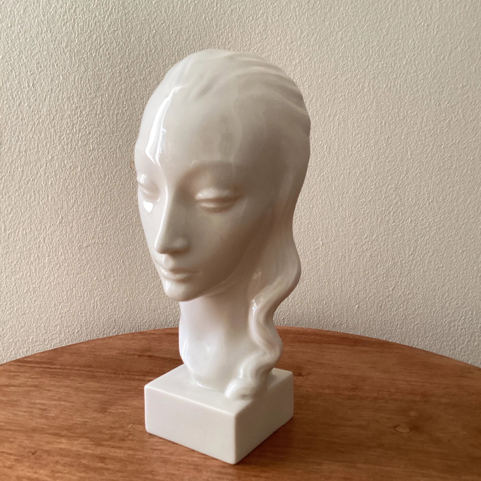 Vintage Art Deco Ceramic Porcelain Bust of a Woman Gaza De Vert for Early Lenox Green Stamp - 3