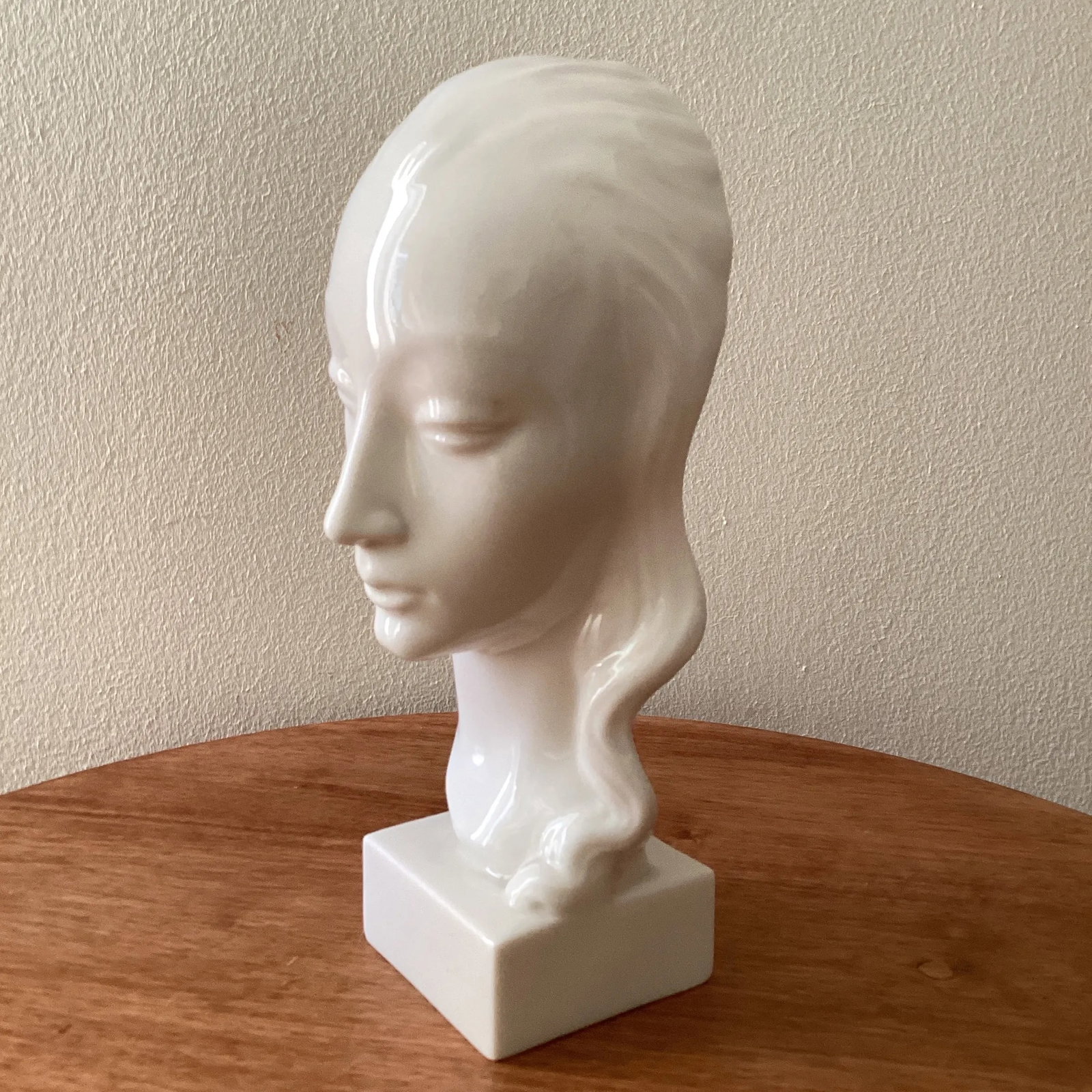 Vintage Art Deco Ceramic Porcelain Bust of a Woman Gaza De Vert for Early Lenox Green Stamp - 4