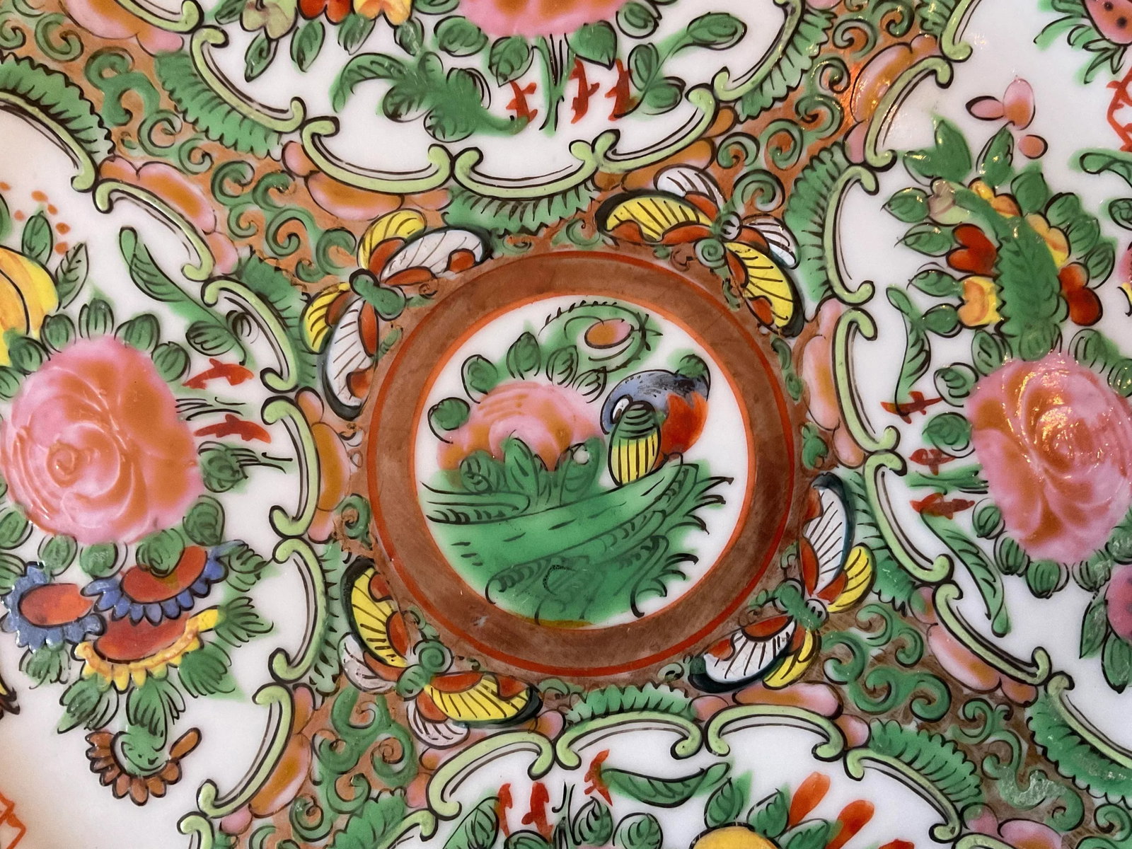 Antique Late 19th Century Medallion Rose Plate and Dish - Set of 2 - 5