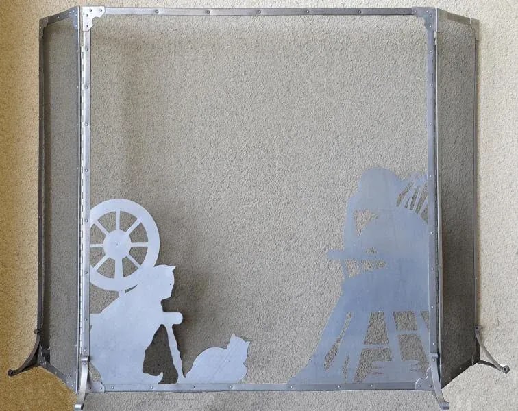 Vintage Folk Art Cut Out Fireplace Screen - 2