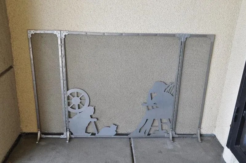 Vintage Folk Art Cut Out Fireplace Screen - 4
