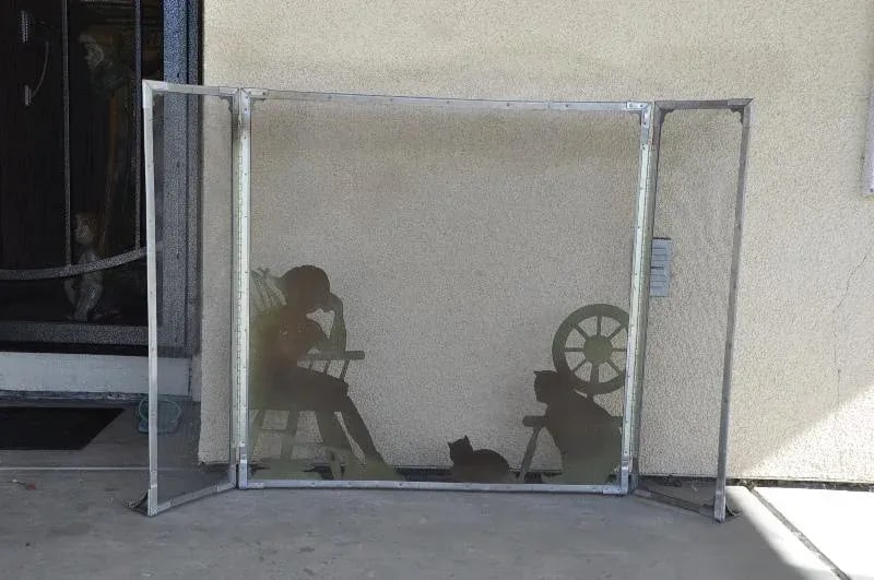 Vintage Folk Art Cut Out Fireplace Screen - 5