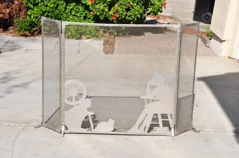 Vintage Folk Art Cut Out Fireplace Screen - 6