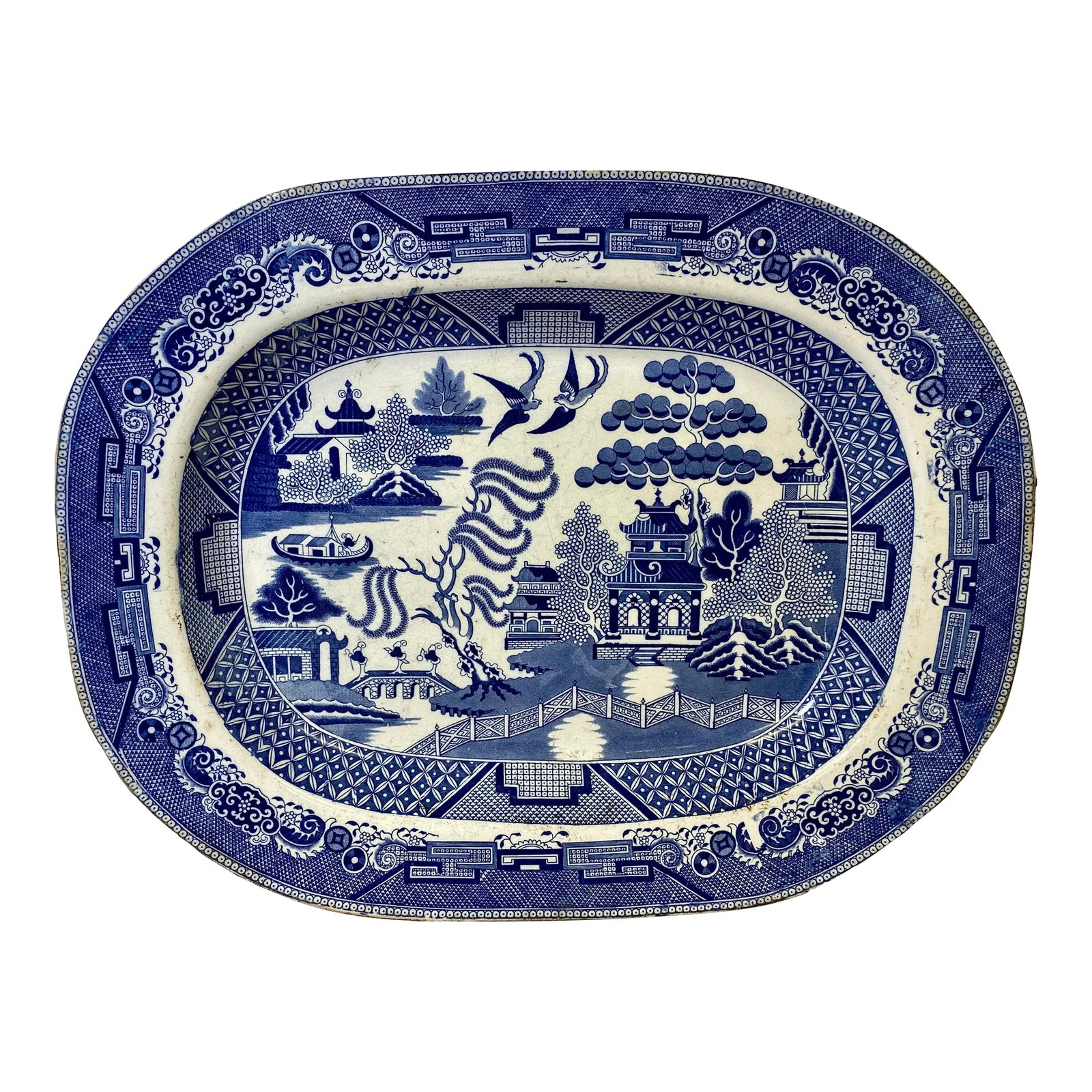 Antique Blue Willow Serving Platter From England - Circa 1880 (1 of 12)
