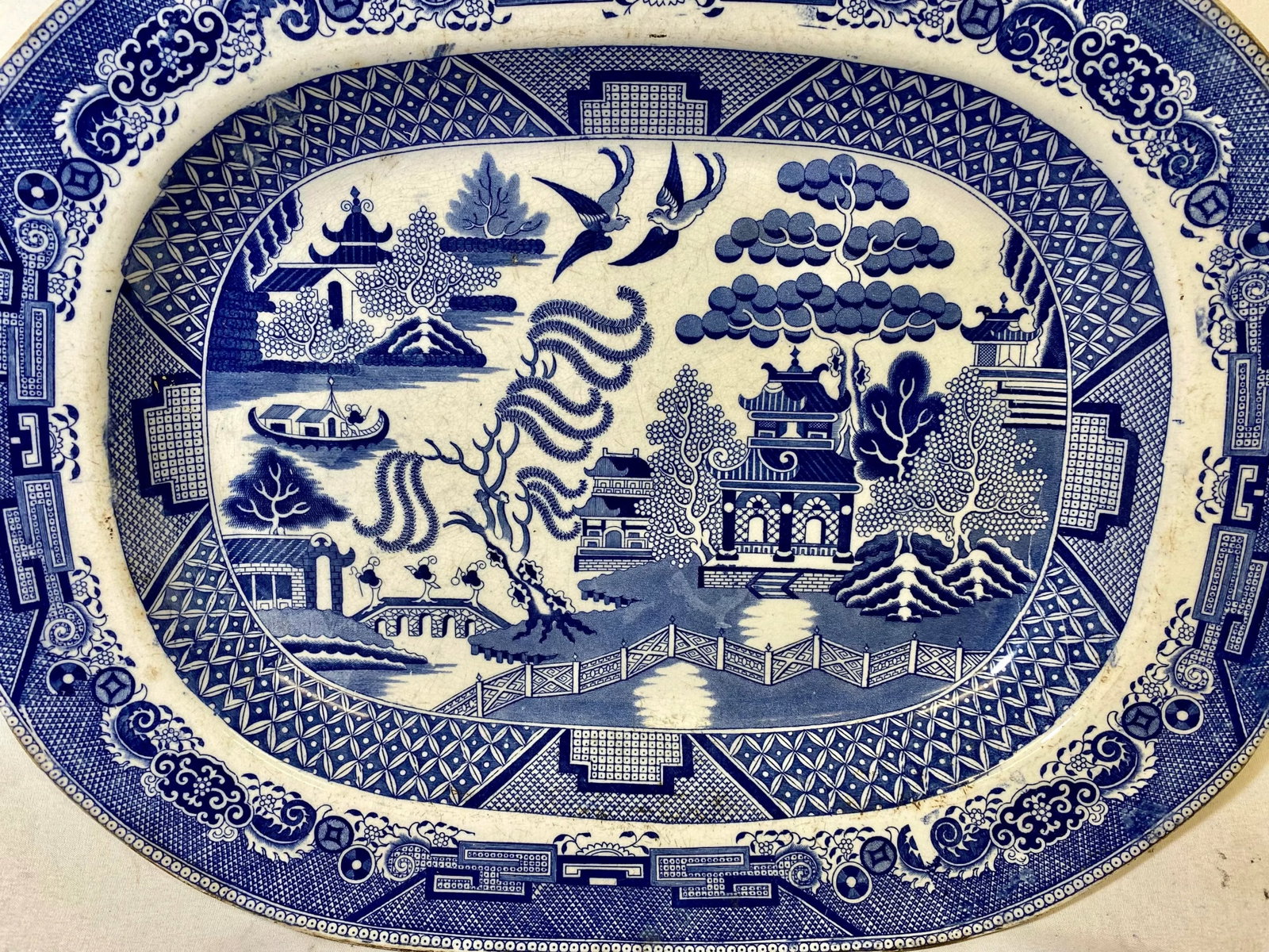Antique Blue Willow Serving Platter From England - Circa 1880 - 2