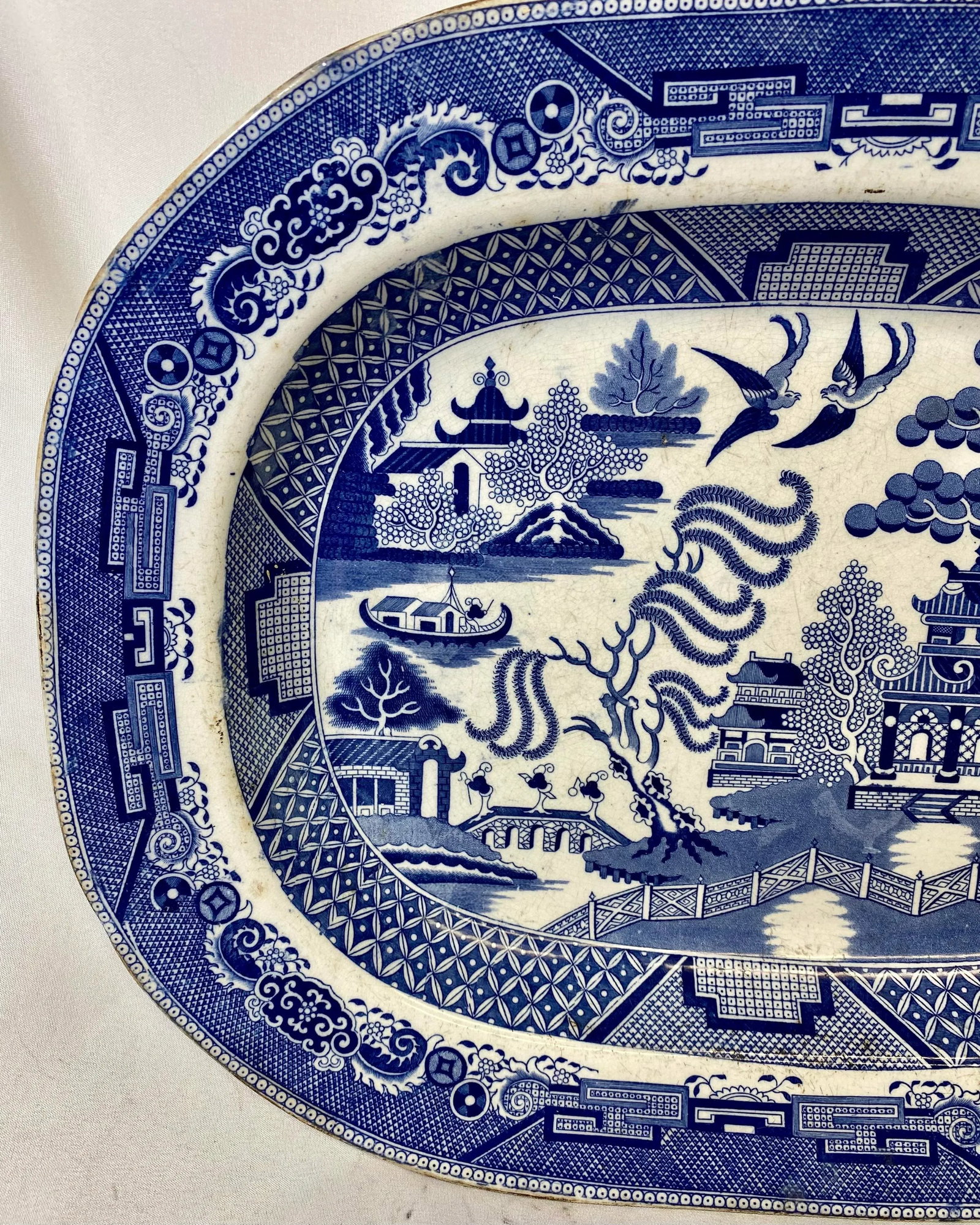 Antique Blue Willow Serving Platter From England - Circa 1880 - 4