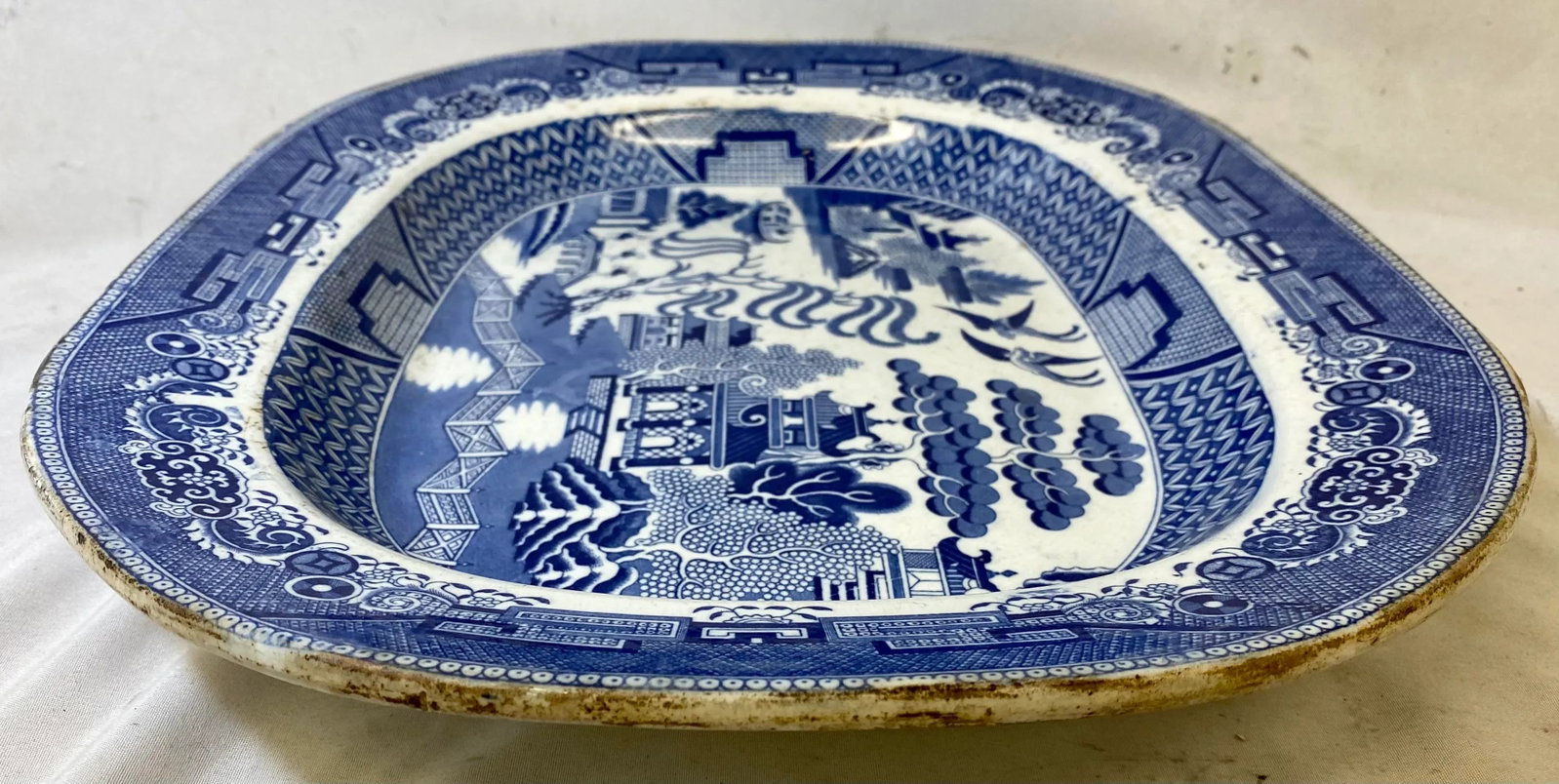 Antique Blue Willow Serving Platter From England - Circa 1880 - 7