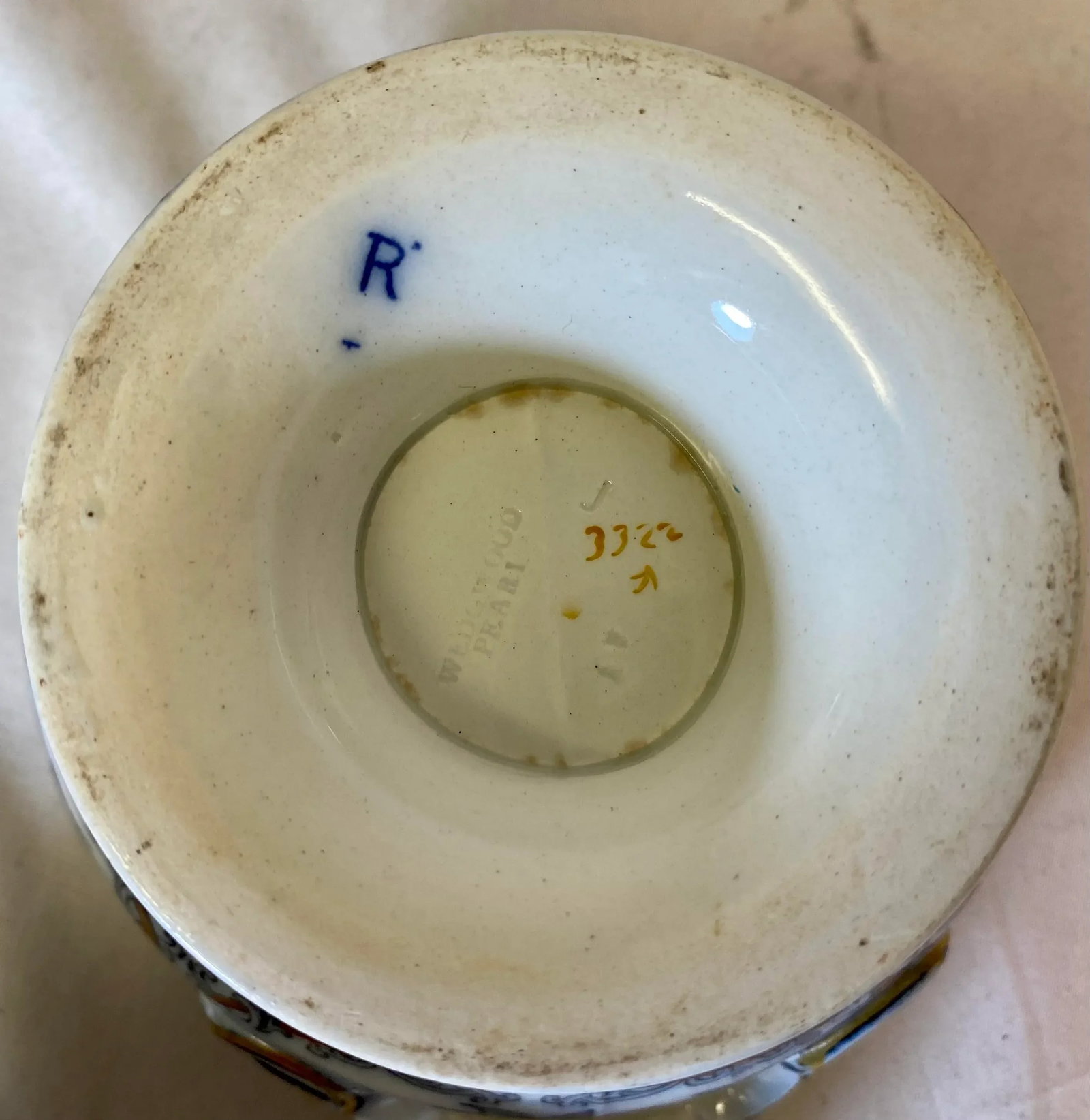 Antique Wedgwood Pearl-Ware Flow Blue Shannon Pattern Covered Sauce Tureen With Ladle From England - - 12
