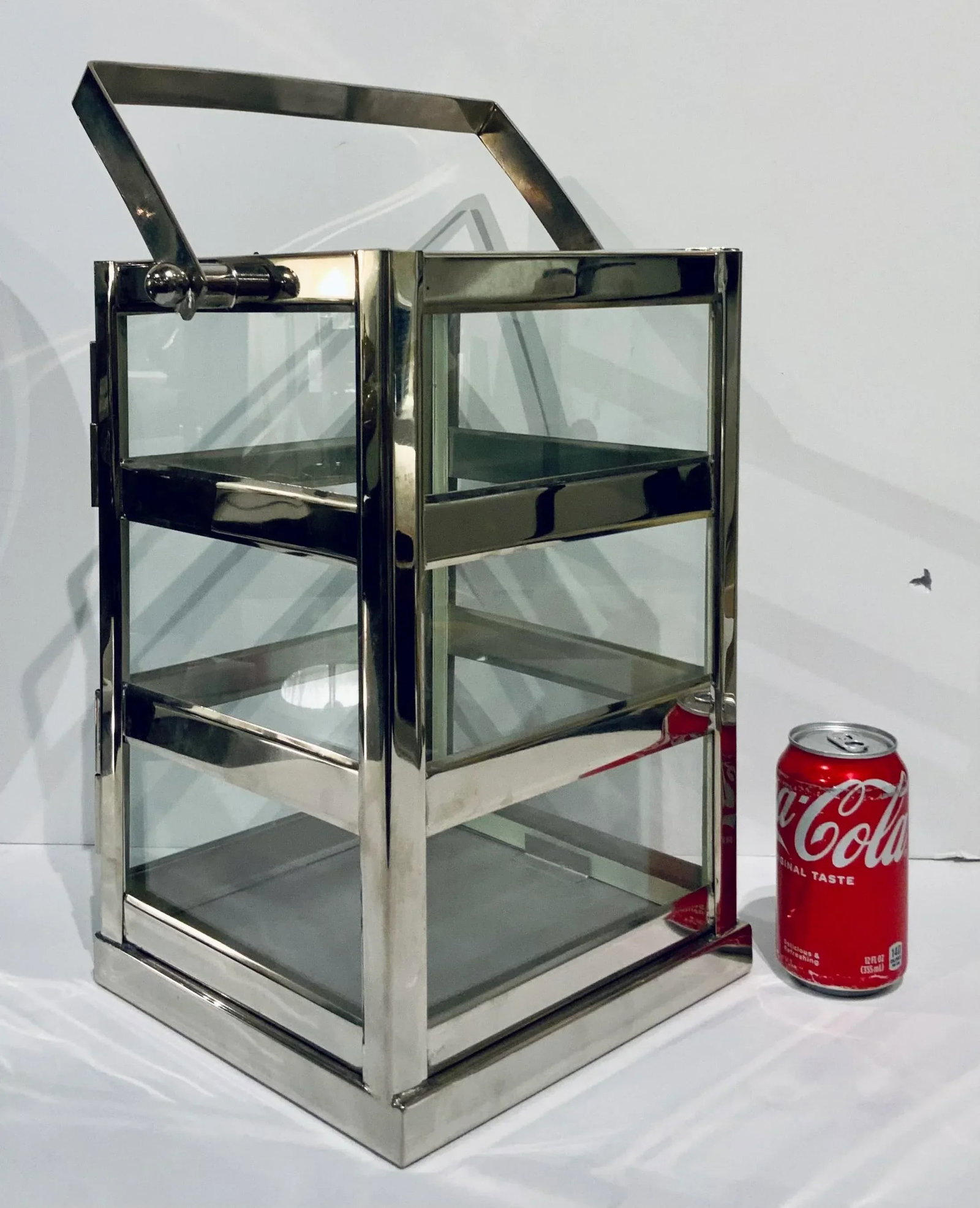 Modern Polished Nickel and Glass Lantern - 4