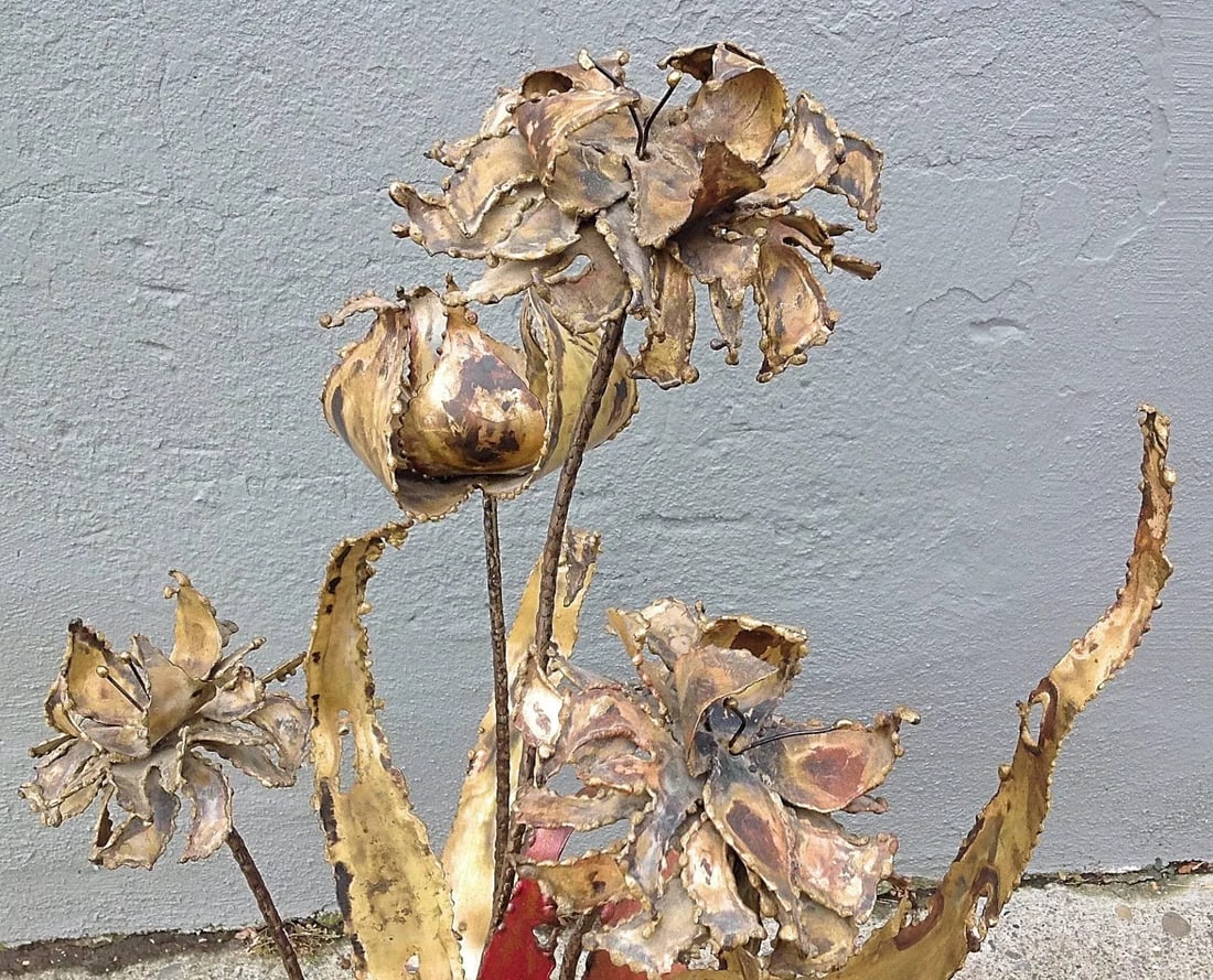 Silas Seandel Brutalist Torch Cut Floriform Sculpture - 4