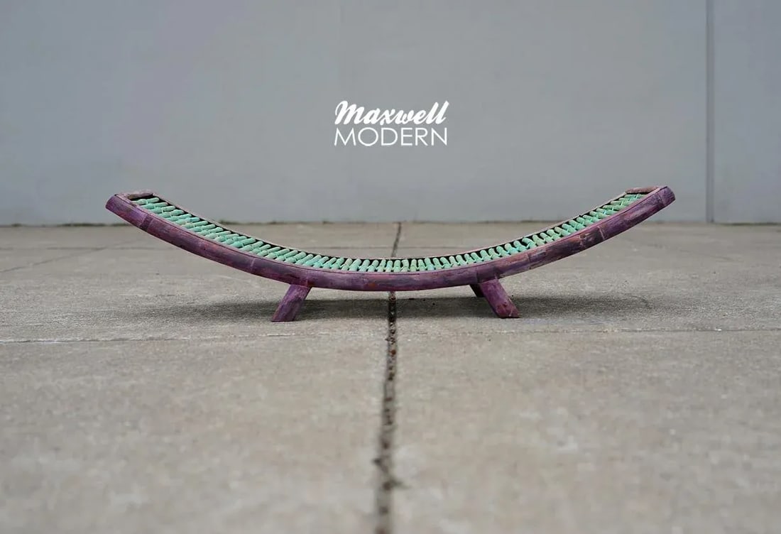 Vintage Mid Century Modern Painted Bamboo Magazine Rack - 10