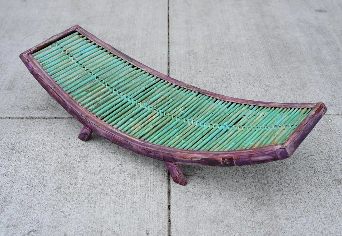 Vintage Mid Century Modern Painted Bamboo Magazine Rack - 11