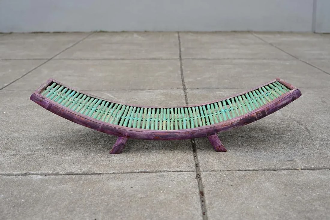 Vintage Mid Century Modern Painted Bamboo Magazine Rack - 2