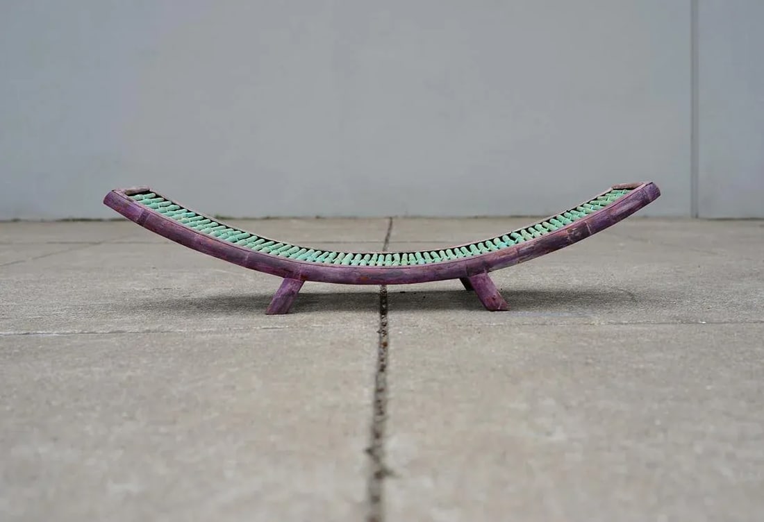 Vintage Mid Century Modern Painted Bamboo Magazine Rack - 3