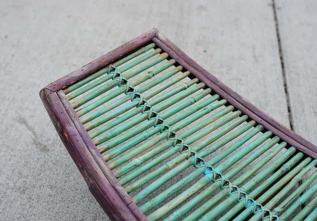 Vintage Mid Century Modern Painted Bamboo Magazine Rack - 4