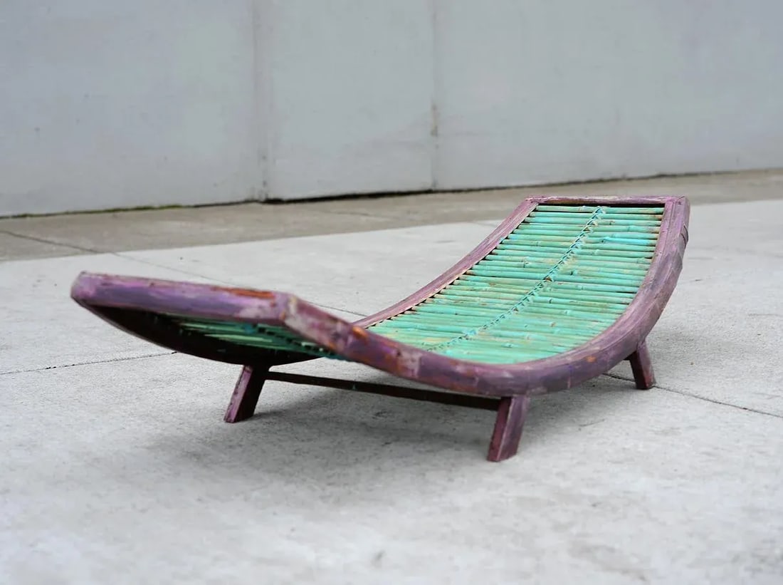 Vintage Mid Century Modern Painted Bamboo Magazine Rack - 5