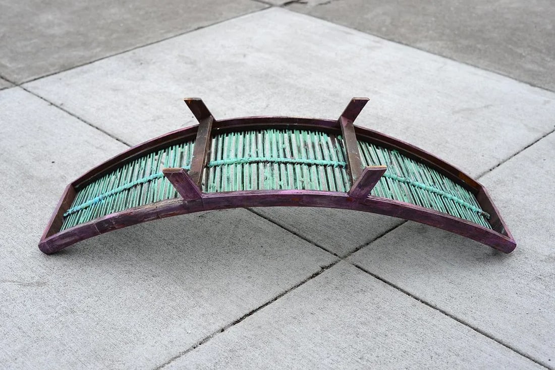 Vintage Mid Century Modern Painted Bamboo Magazine Rack - 7