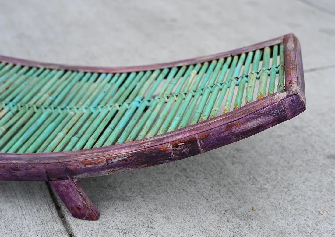 Vintage Mid Century Modern Painted Bamboo Magazine Rack - 8