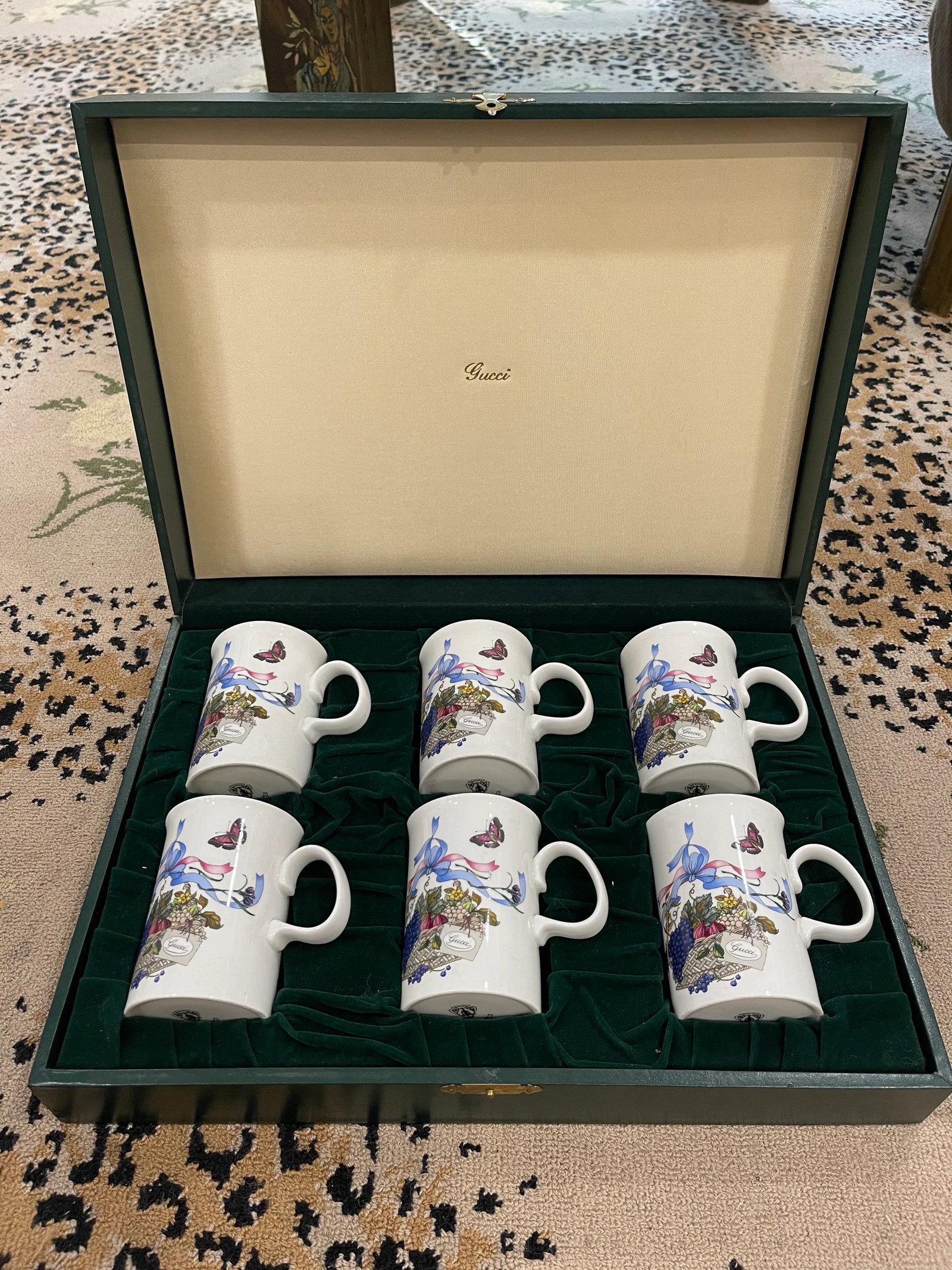 Gucci Set/6 Vintage Bone China Mugs W" Original Box - 6
