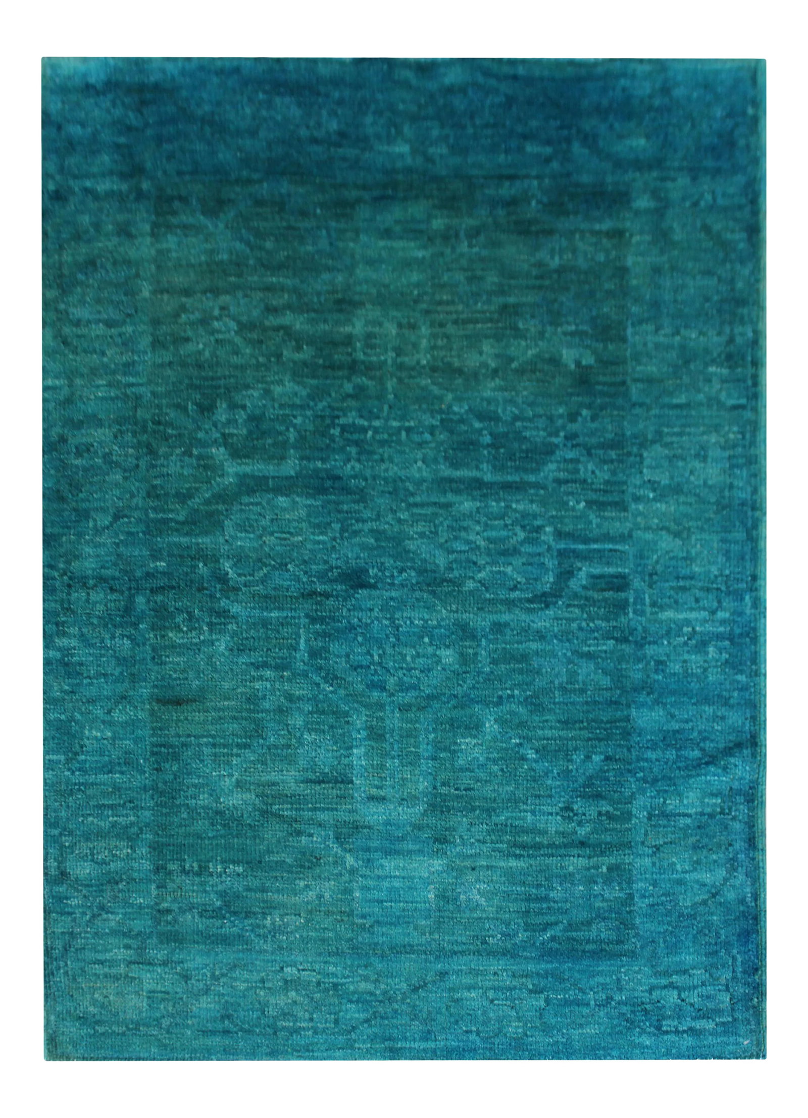 Hand Knotted Overdyed Oushak Rug - 3'2" x 5'11": This beautiful rug is a fine example of an overdyed area rug, the design is originally from Turkey but reproduced in Afghanistan with 100% wool. These rugs demonstrate a process best described as a