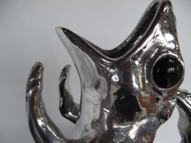 1970s Figurative Arthur Court Cast Aluminum Frog Pitcher - 2