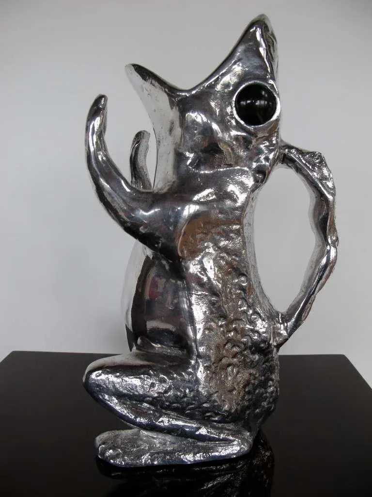 1970s Figurative Arthur Court Cast Aluminum Frog Pitcher - 6